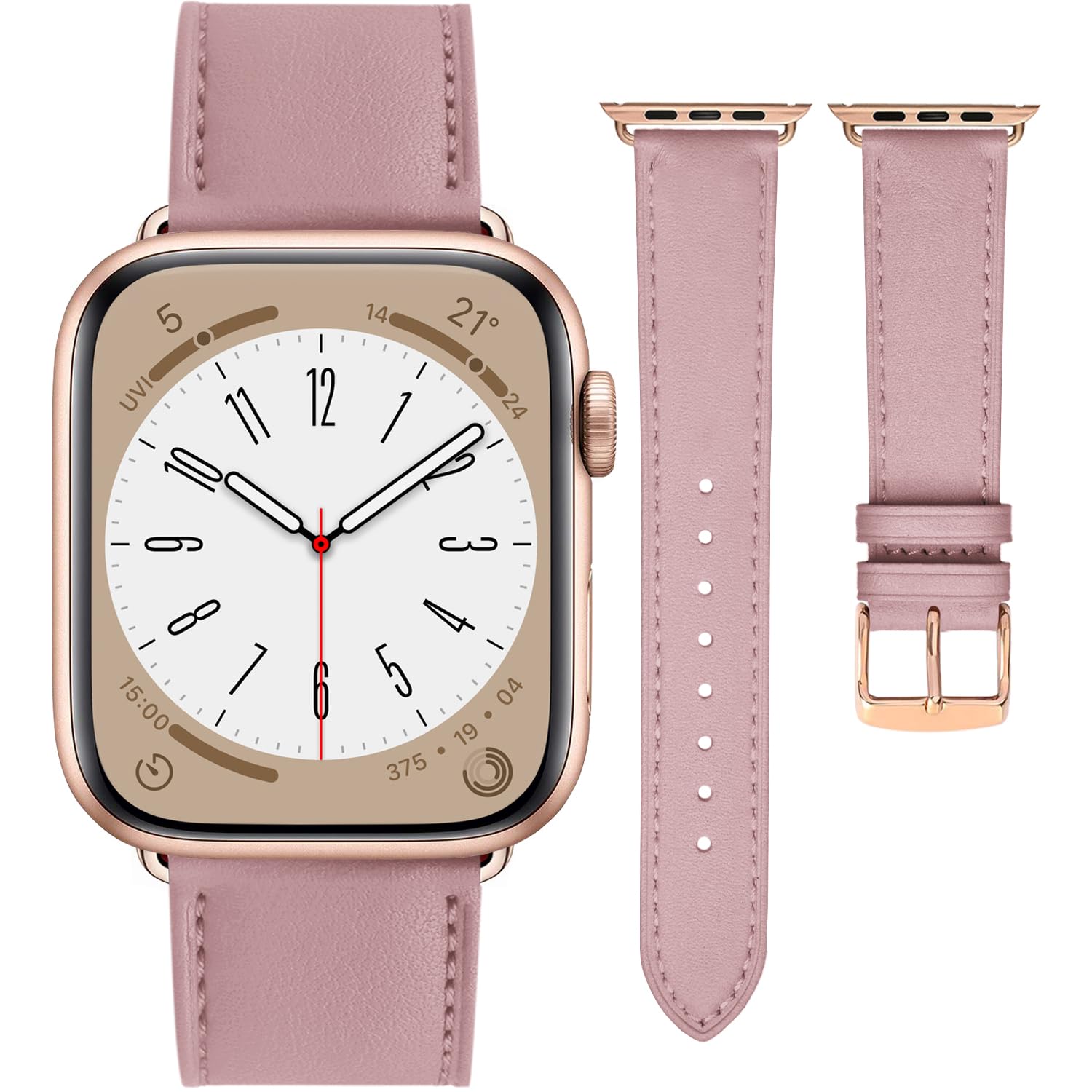 12QIAIFBLL Leather Bands Compatible with Apple Watch Band 42mm 44mm 45mm 49mm Replacement Genuine Leather Strap for Women and Me