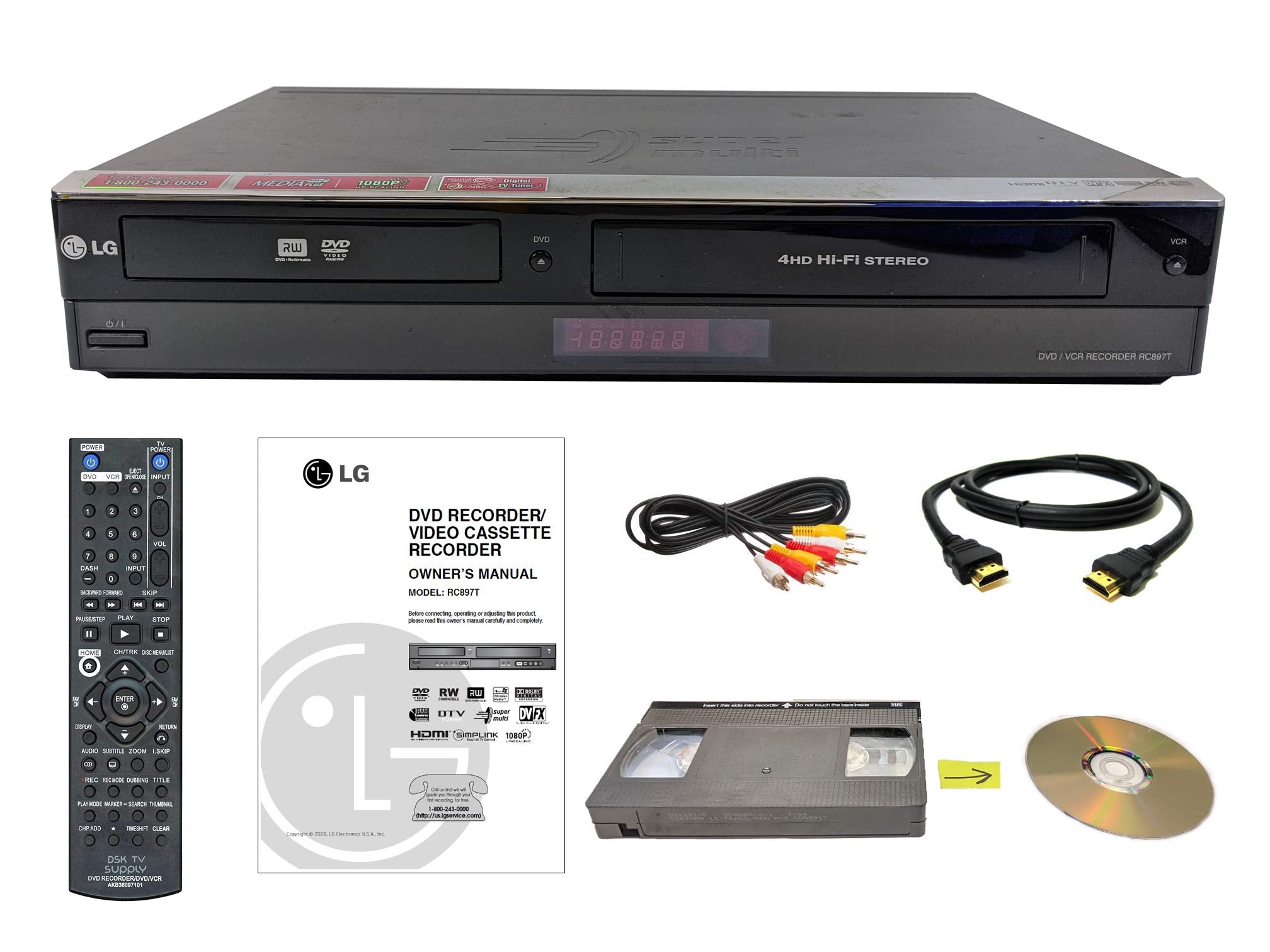 Lg Vhs To Dvd Recorder Vcr Combo W/Remote, Hdmi