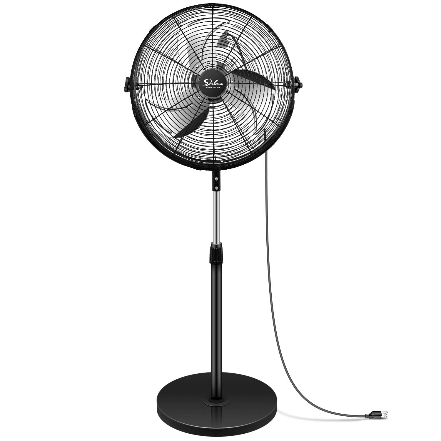 Simple Deluxe 18 Inch Pedestal Standing Fan, High Velocity, Heavy Duty Metal For Industrial, Commercial, Residential, Greenhouse