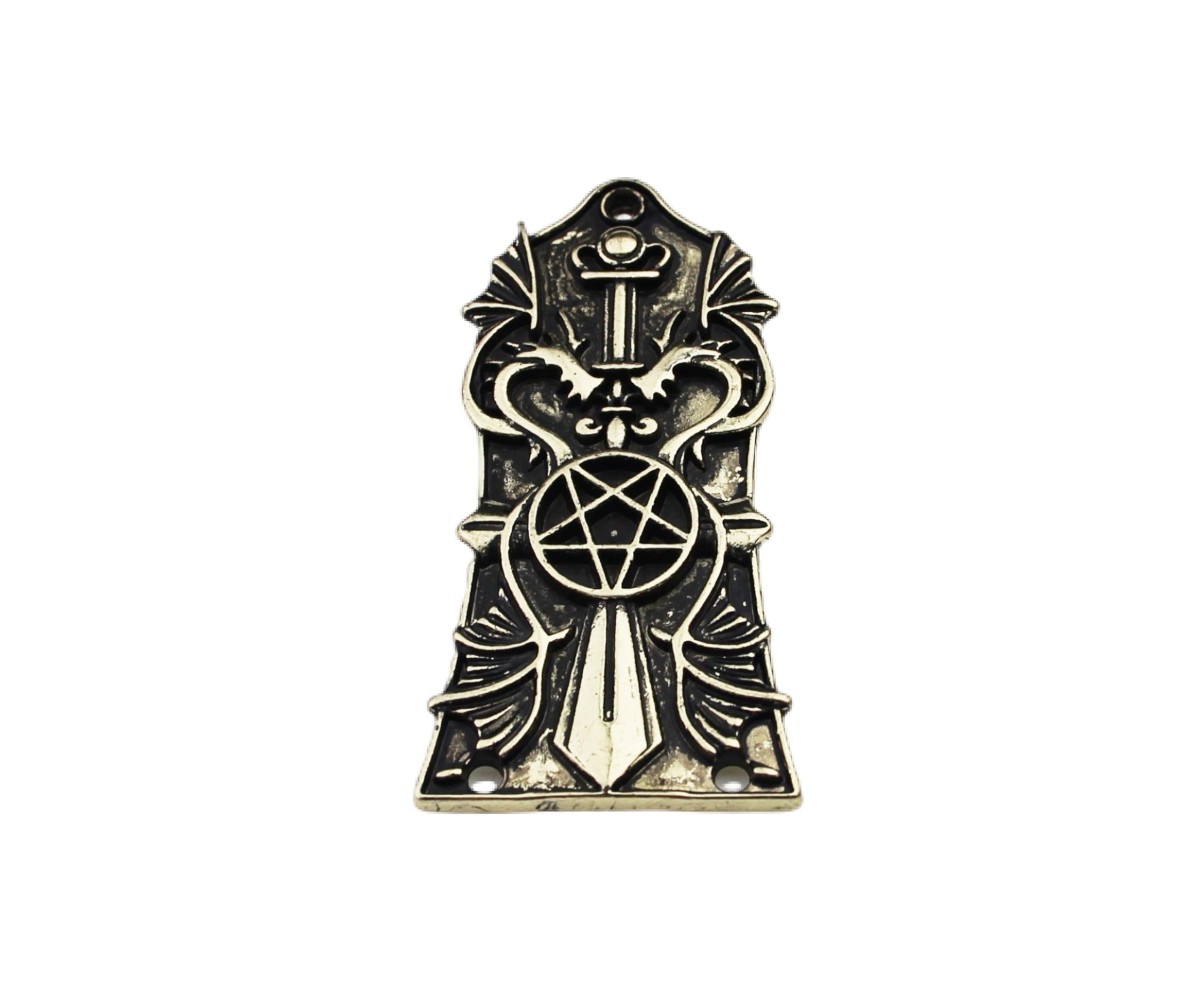 Guyker 1 Pcs Guitar Head Cover 3 Holes, Zinc alloy Guitar Truss Rod Cover for GIB LP Style Guitar Accessories Parts, JA3003, Anc