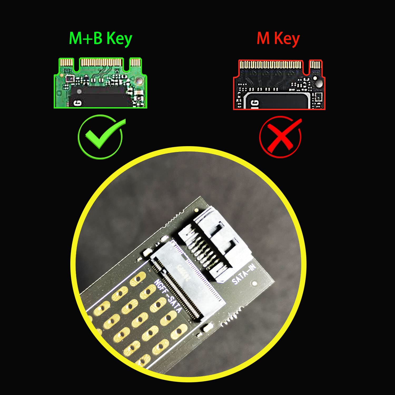 Glotrends Pa09 Sa M.2 Ngff Sata Ssd Adapter   Sata I/Ii/Iii, Cable And Screws Included