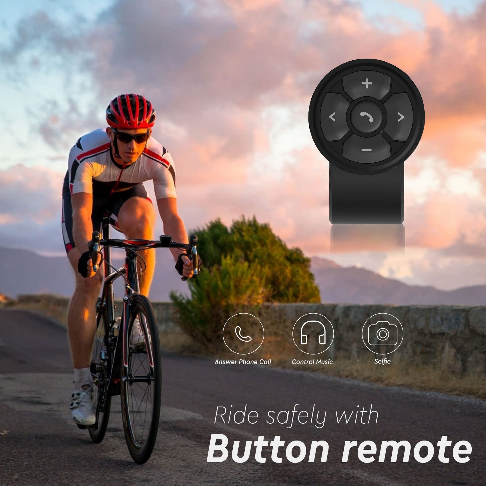 Bluetooth Media Button Steering Wheel Wireless Remote Control For Car Bike Motorbike Boat Ipx6 Waterproof Compatible For Iphone