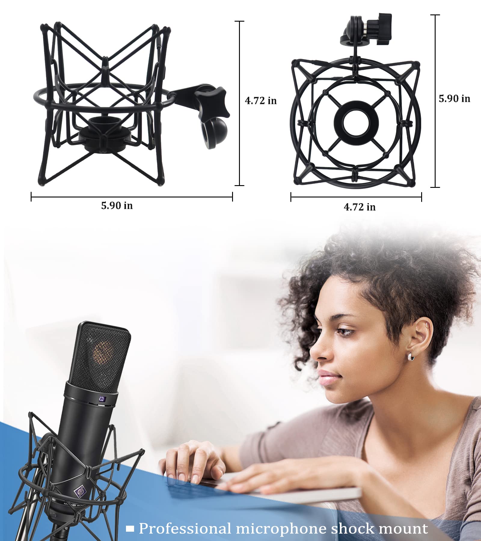 Suuntok Microphone Shock Mount Anti Vibration Mic Holder Spider Recording Mic Shockmount Stand Compatible With Neumann U87 Ai, U