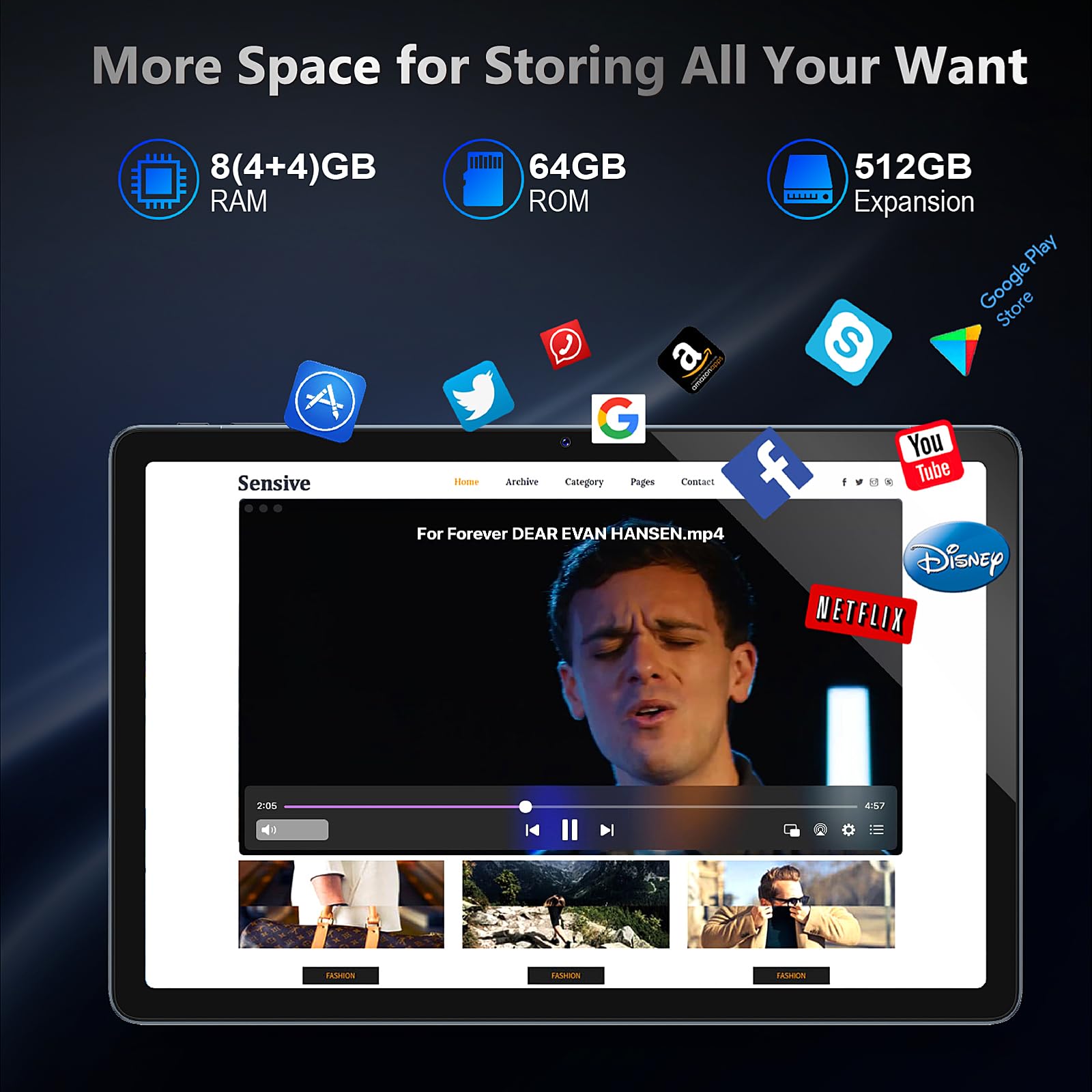 Tablet 11Inch Android 14 Tablet, 2024 Newest Tablets With Octa Core Processor, 8Gb Ram 128Gb Rom 512Gb Sd Card Expandable, 13+5M