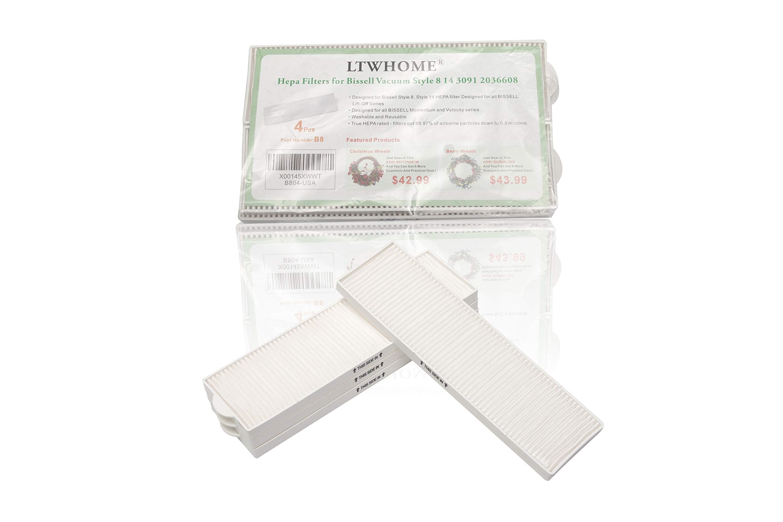 Ltwhome Hepa Filters Suitable For Bissell Vacuum Style 8 14 3091 2036608 (Pack Of 4)