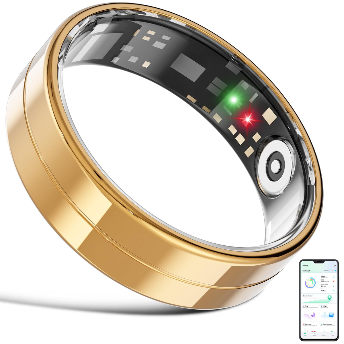 Hwagol Smart Ring, Fitness Tracker Smart Ring With Calories/Heart Rate/Blood Oxygen/Sleep Monitoring, Long Lasting Battery Smart