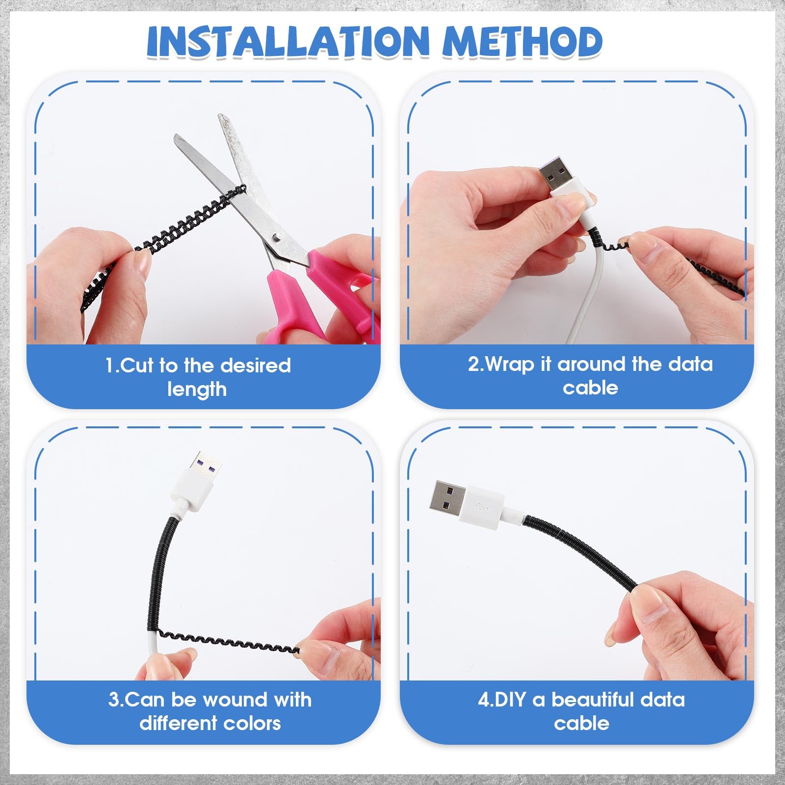 Frienda 10 Pcs Spiral Cable Protector, Chargers Cable Protector Data Cable Protective Sleeve Headphone Saver Charger Protective