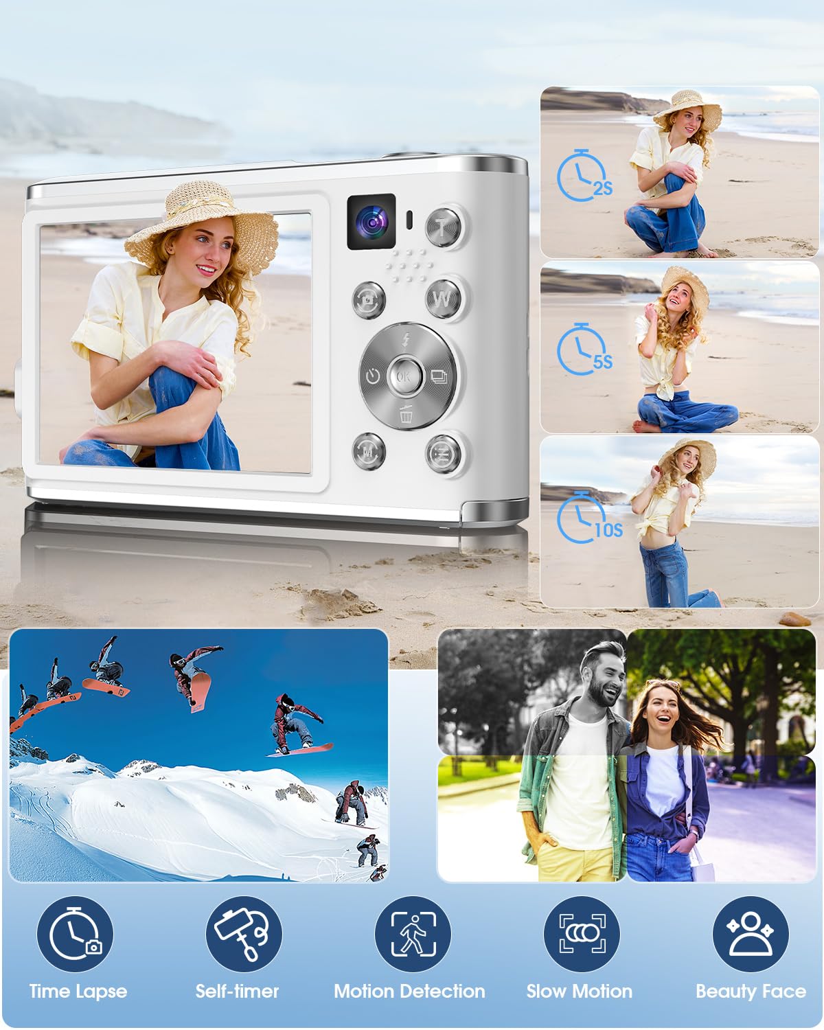 4K Digital Camera, Autofocus 48Mp Vlogging Camera For Photography Compact Point And Shoot Digital With 16X Zoom, 32Gb Card, 2.8