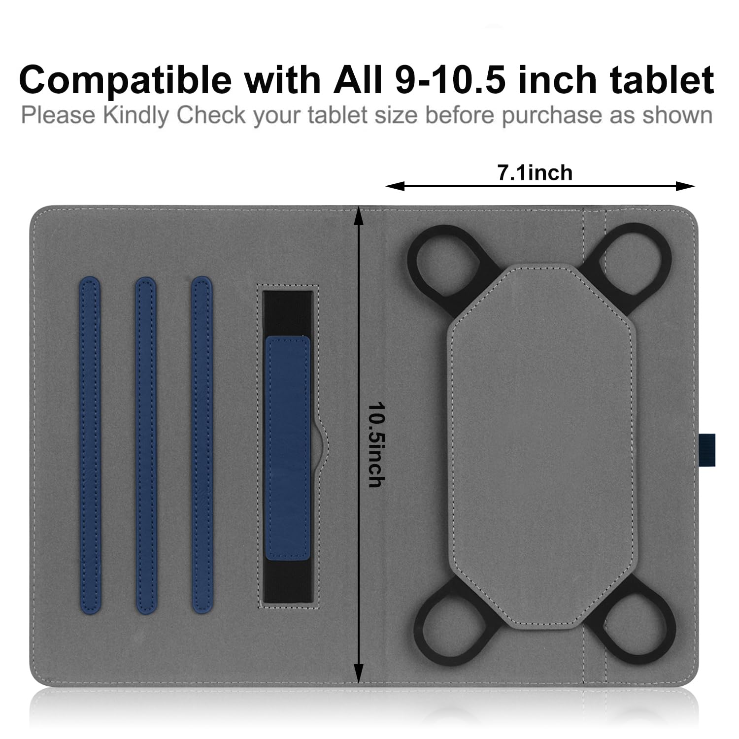 Universal 9 10 10.1 Inch Android Tablet Case,Slim 360 Degree Rotatable Back Cover Folio Case For Universal 9 11 Inch Tablet, Wit