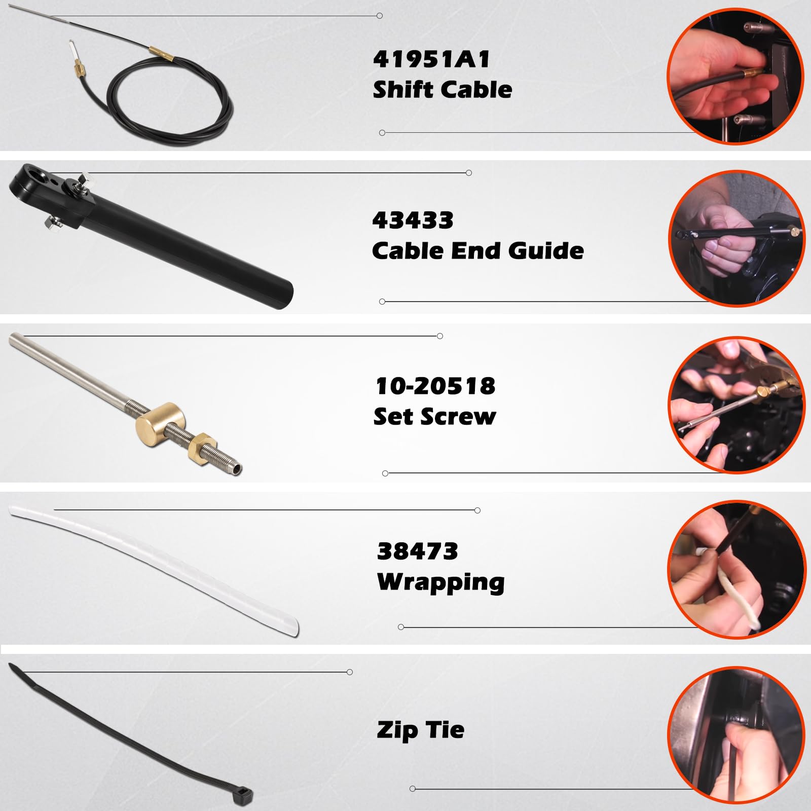 865436A02 Lower Shift Cable Kit Fits For Mercruiser Alpha One & Gen Two 1 2 Mr Mc 1978 & Newer, Replaces For Mercruiser 19543A10