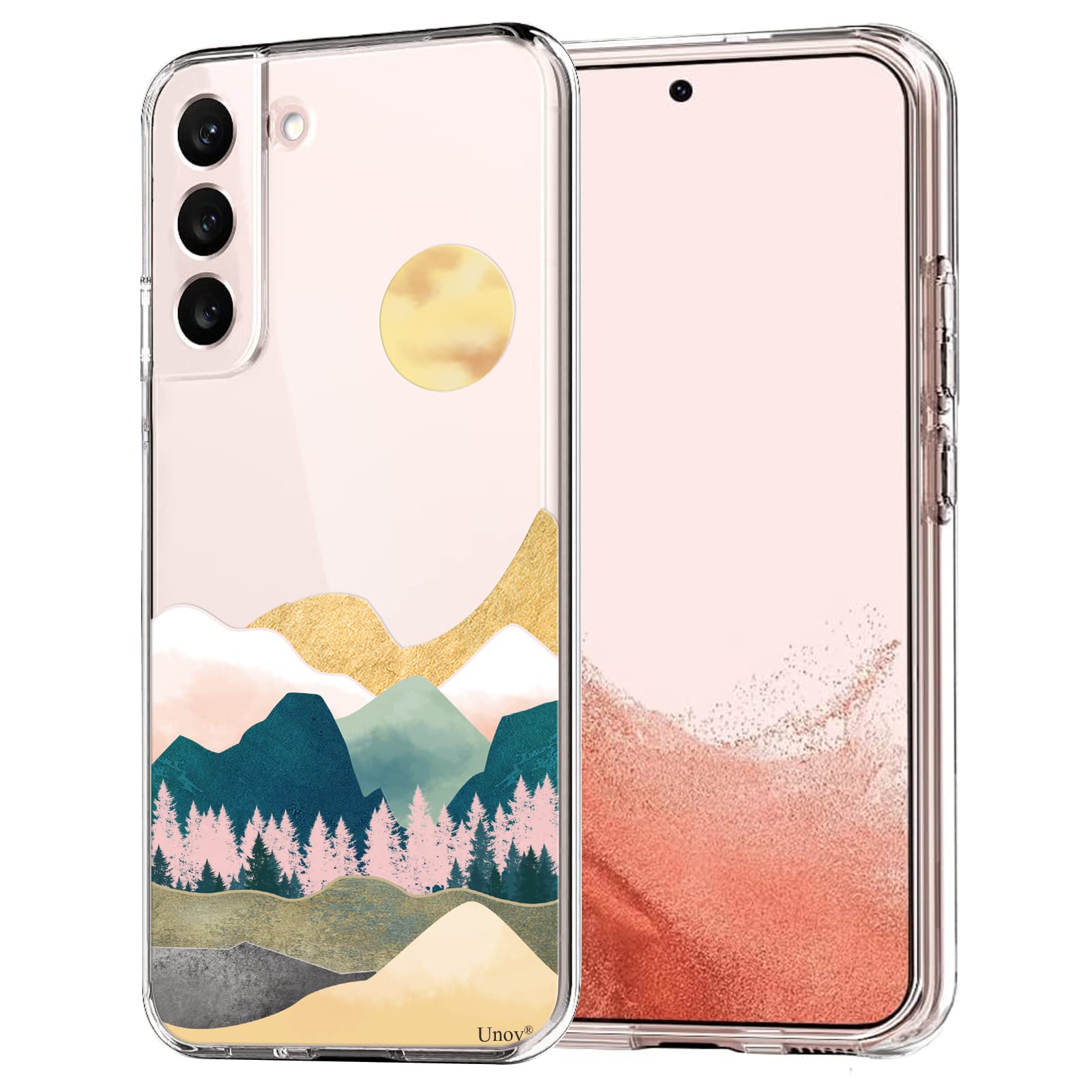 Unov Case Compatible With Galaxy S22 Case Clear With Design Soft Tpu Shock Absorption Slim Embossed Pattern Protective 6.1 Inch