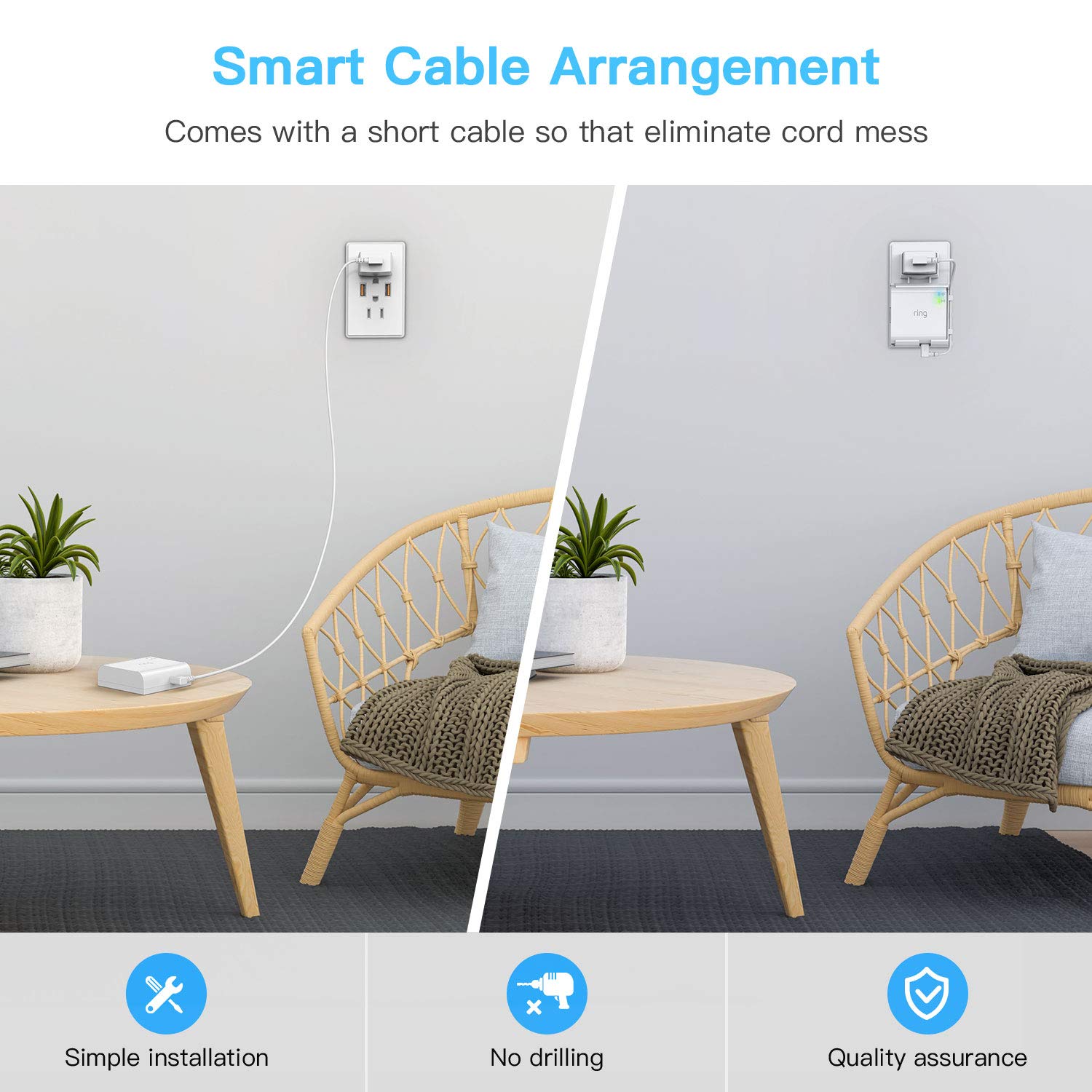 Holaca Outlet Wall Mount For Ring Smart Lighting Bridge,Easily Be Moved Saving Space No Messy Wires And Screws