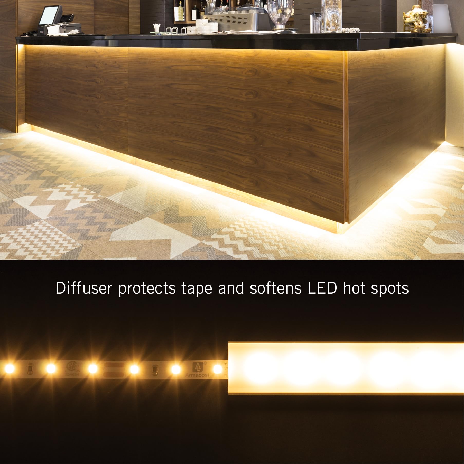 Armacost Lighting 960051 Led Tape Light Channel Mount With Diffuser, Silver