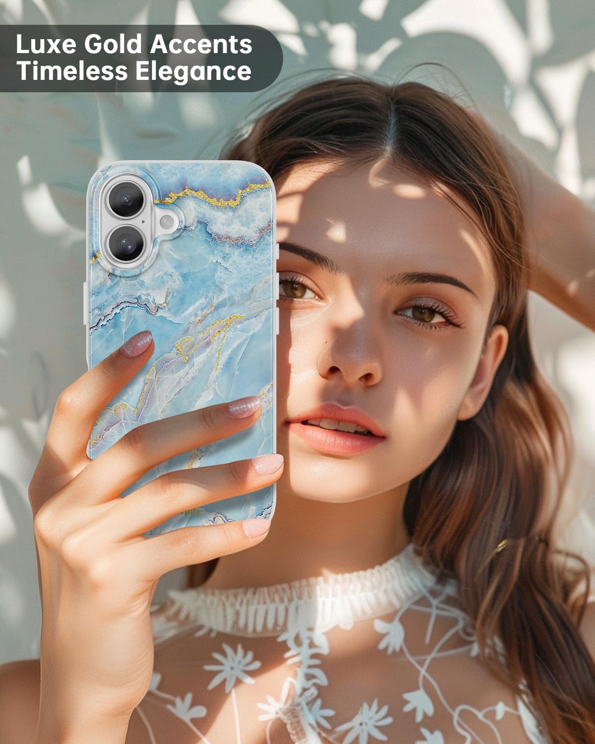 Scorpify Compatible With Iphone 16 Plus Case With Icelandic Blue Marble Design, Cute Magnetic Phone Cover For Women Girls And Me