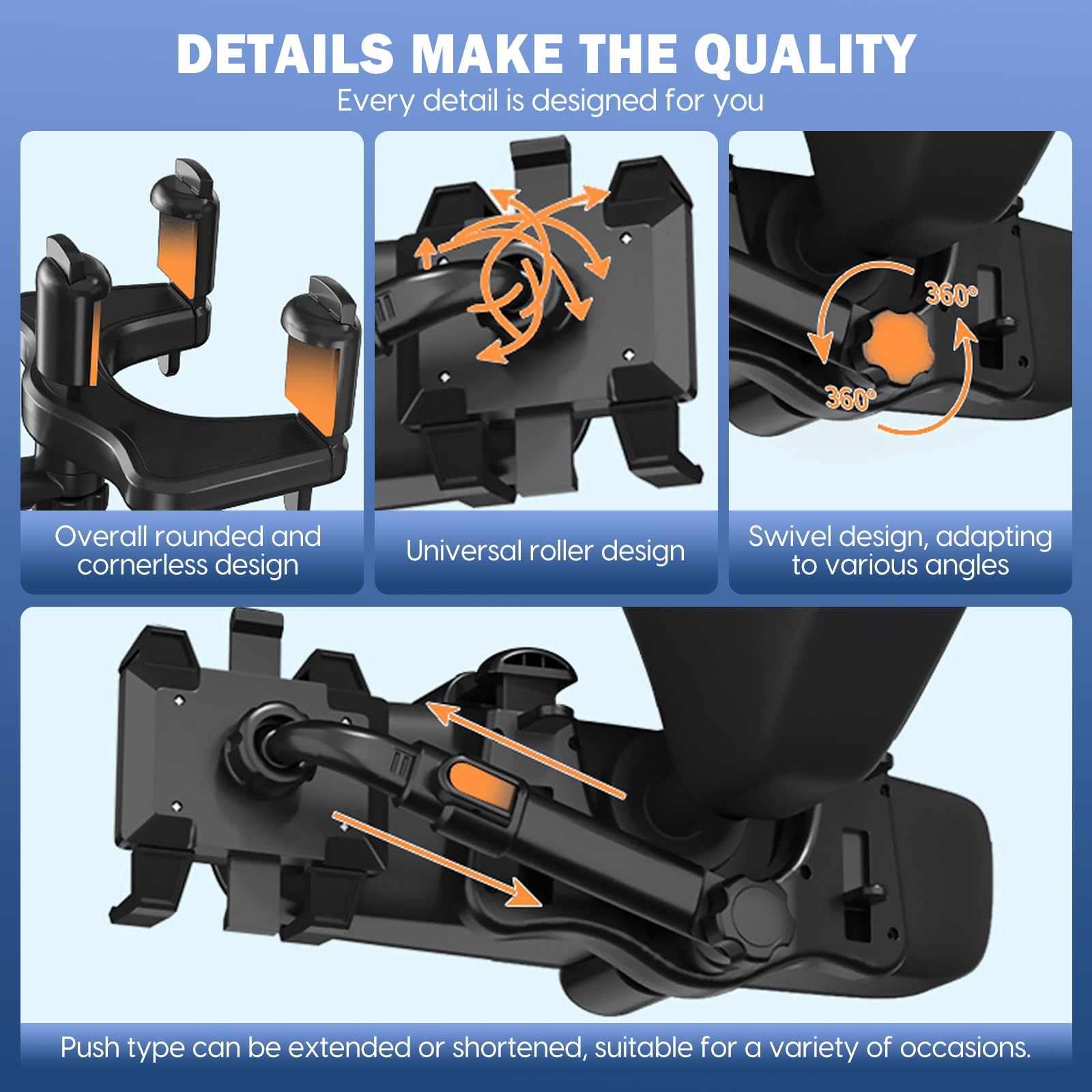 2024 New Upgraded Multifunctional Rear View Mirror Phone Holder - 360 Rotatable And Retractable, Universal Mount, Fit For All Ph