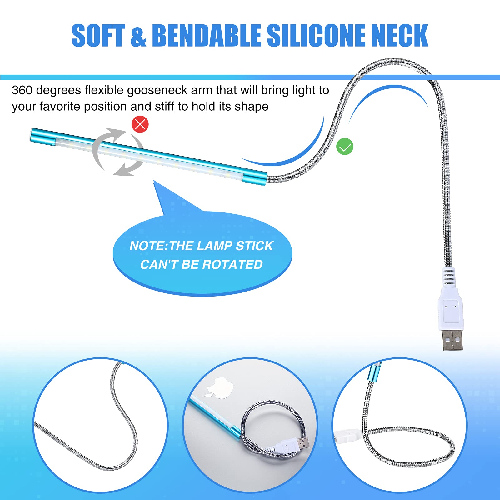 Mudder 2 Pieces Usb Led Light Usb Light For Laptop Keyboard Light Gooseneck Light Computer Light Flexible Stick Dimmable Led Lam