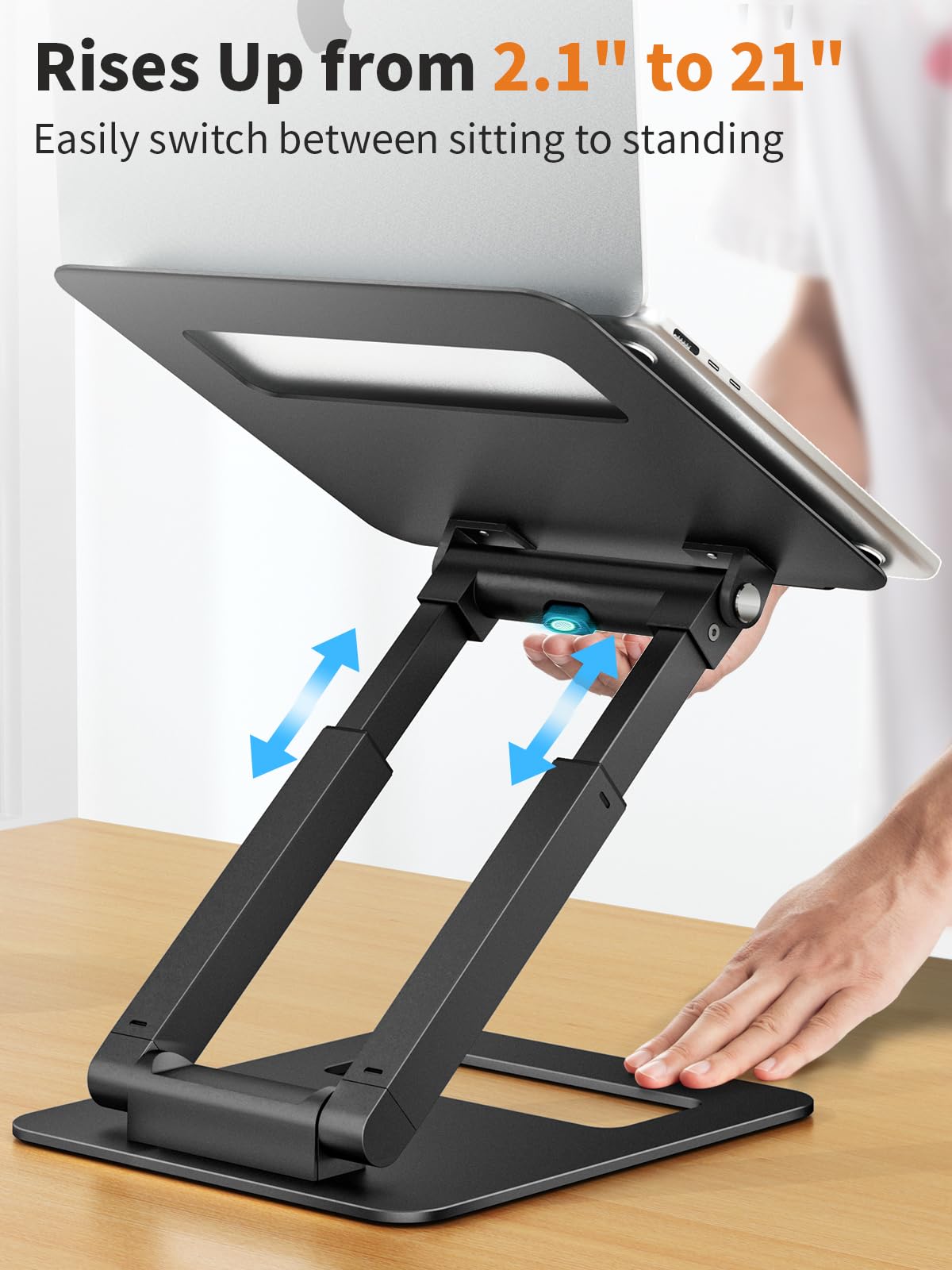 Tounee Laptop Stand For Desk Adjustable Height, Telescopic 360 Rotating Pull Out Design Ergonomic Laptop Riser Fits All Macbook,