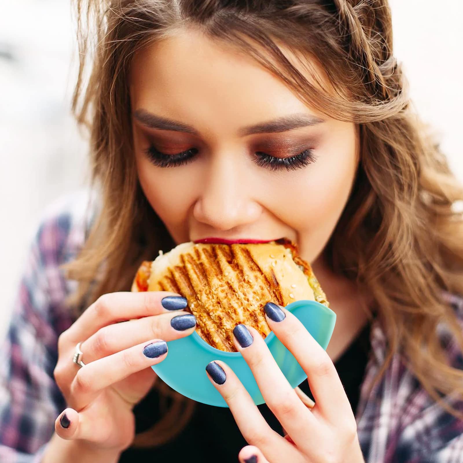 Qoyapow 4Pcs Retractable Burger Fixed Box Adjustable Hamburger Holders Reusable Washable Retractable Hamburger Clip Silicone Rac