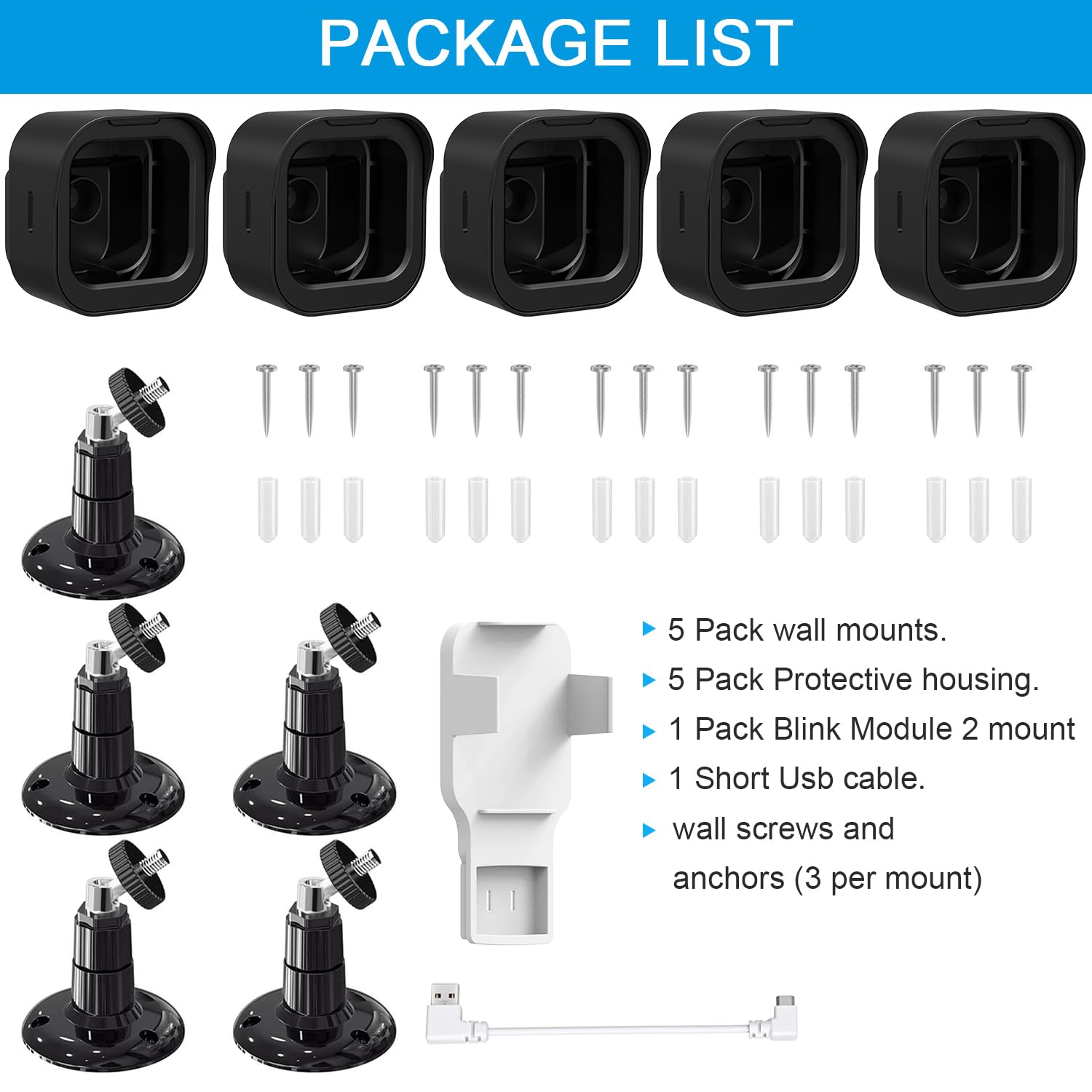 360� Adjustable Mount And Weatherproof Protective Housing For All New Blink Outdoor 4 (4Th Gen) Camera, With Blink Sync Module 2 Outlet Mount   5 Pack (Blink Camera & Sync Module Not Included)