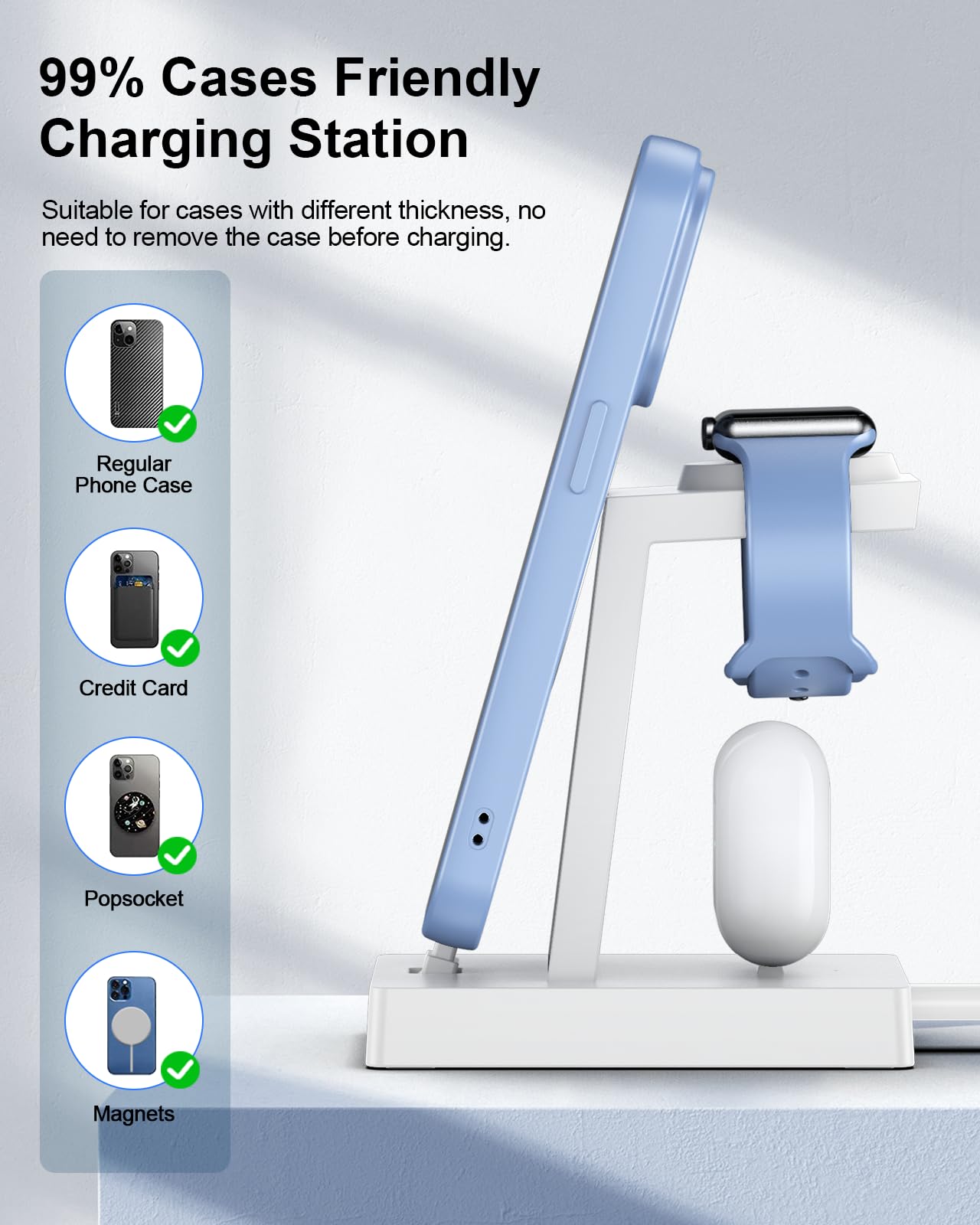 30W Fast Charging Station For Apple Devices - Adadpu 3 In 1 Usb C Charger Stand For Iphone 16 15 Pro Max Plus & Airpods 4, Wirel