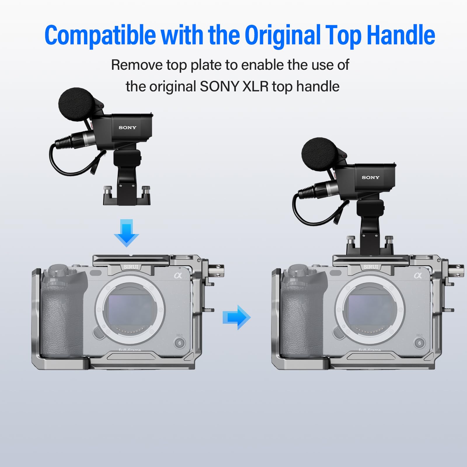 Sirui Camera Cage For Sony Fx 3 Fx30 With Wrist Strap Cable Clamp For Hdmi Nato Rail, Qr Plate For Arca Swiss, Compatible With Sony Xlr Handle And Compatible With Dji Rs2 Rs3 Gimbal, Grey