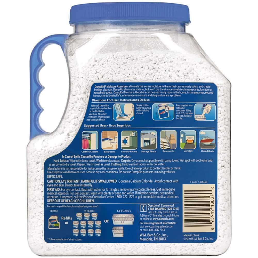 Damprid - Fragrance Free Mega Moisture Absorber Refill Container (7.5 Lb.); Traps Moisture In Basements & Large Areas For Freshe