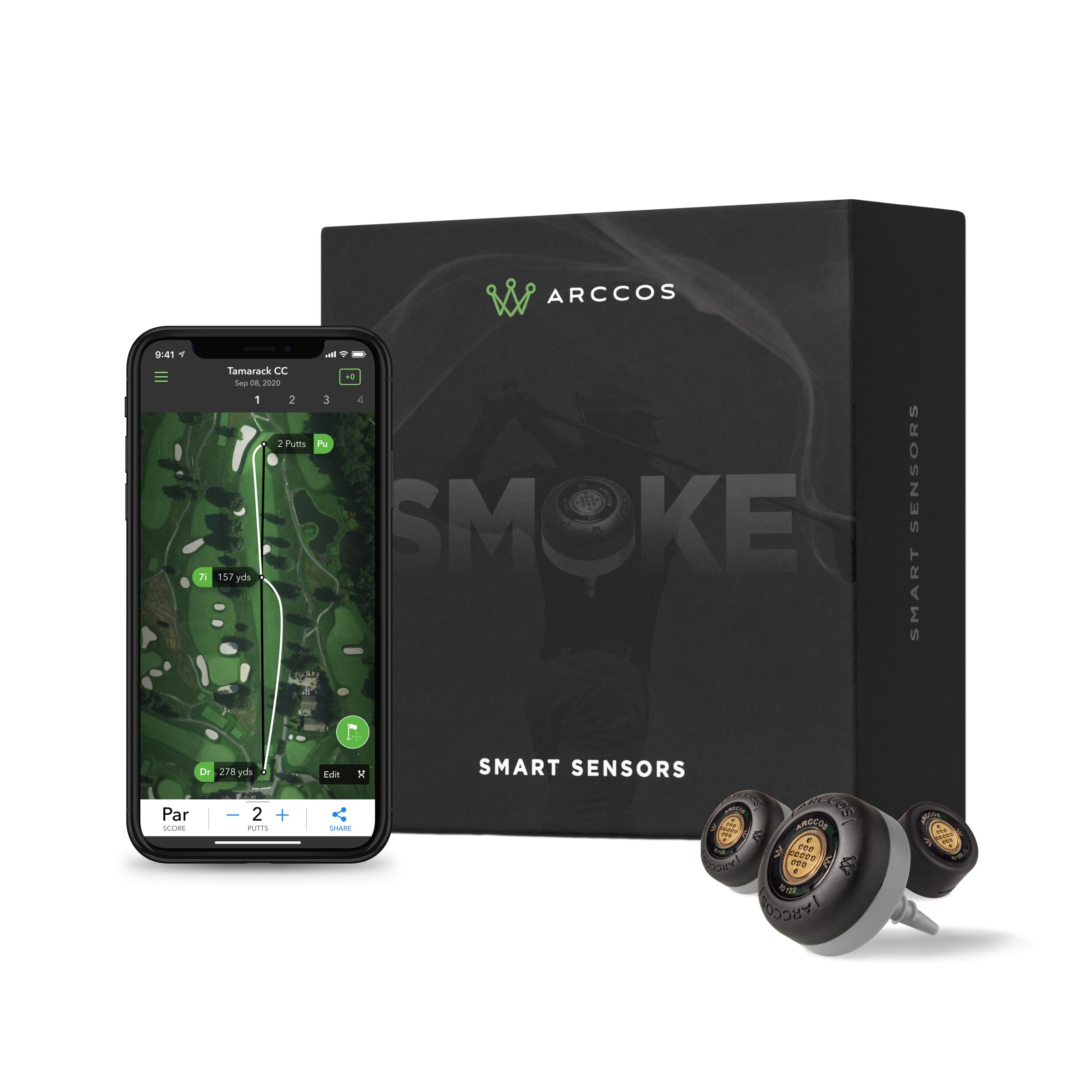 Limited Edition: Smoke Arccos Smart Sensors   Gen3+   Golf'S Best On Course Tracking System Featuring The First Ever A.I. Powere