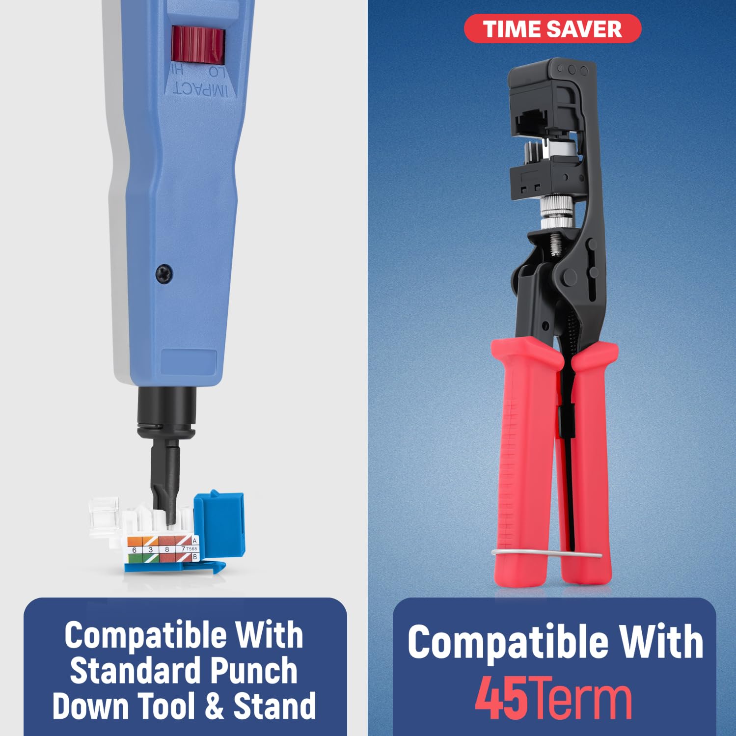 Everest Media Solutions 45 Angled Cat5E Keystone Jack In Blue   Slim Profile, Utp Rj45 Female Ethernet Connector   Compatible Wi