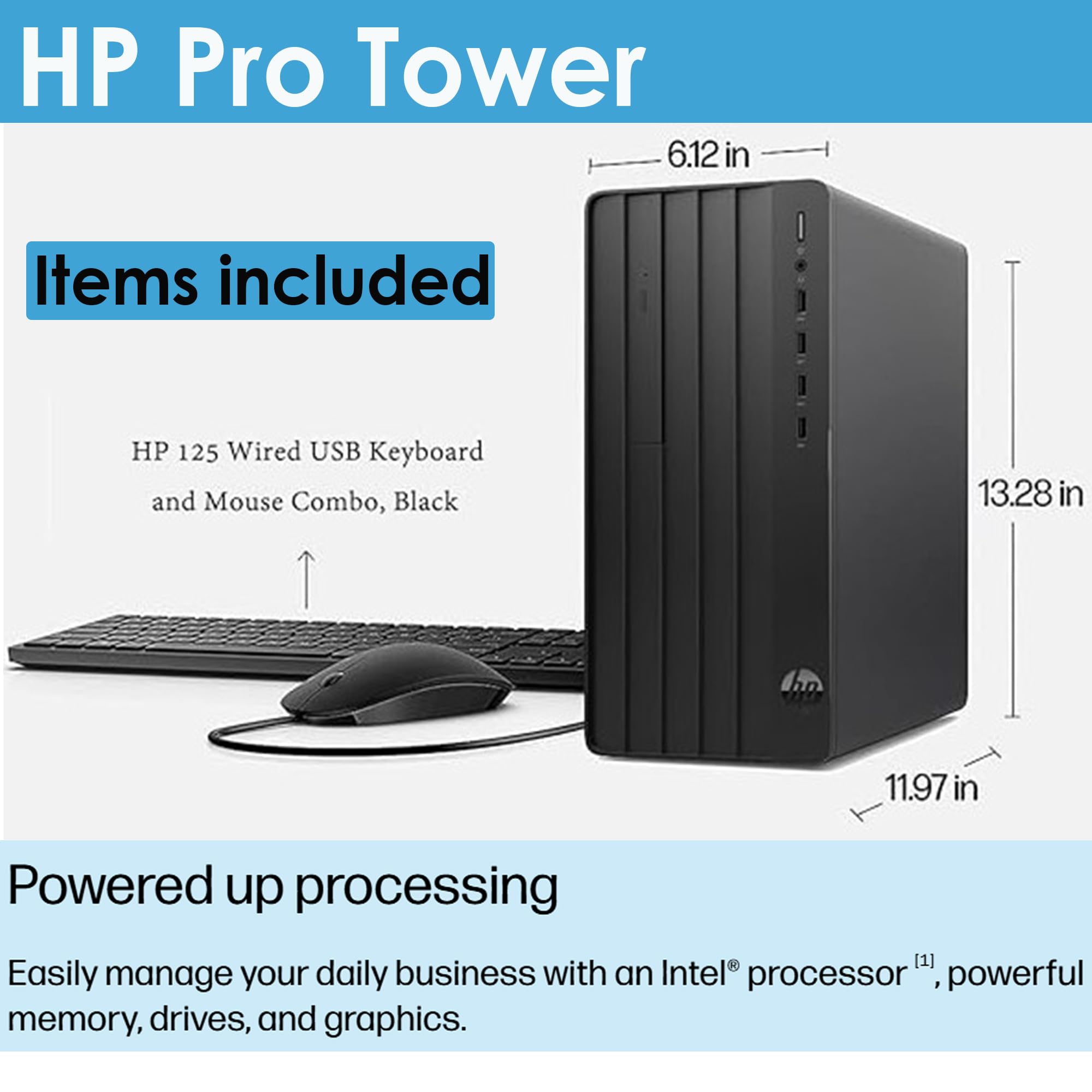 Hp Desktop Tower Pro | Intel Core I5 (6-Core Turbo-Boost 4.4Ghz) Processor | 12Gb Ram, 2.0Tb Storage | Wi-Fi, Bluetooth | Hdmi,