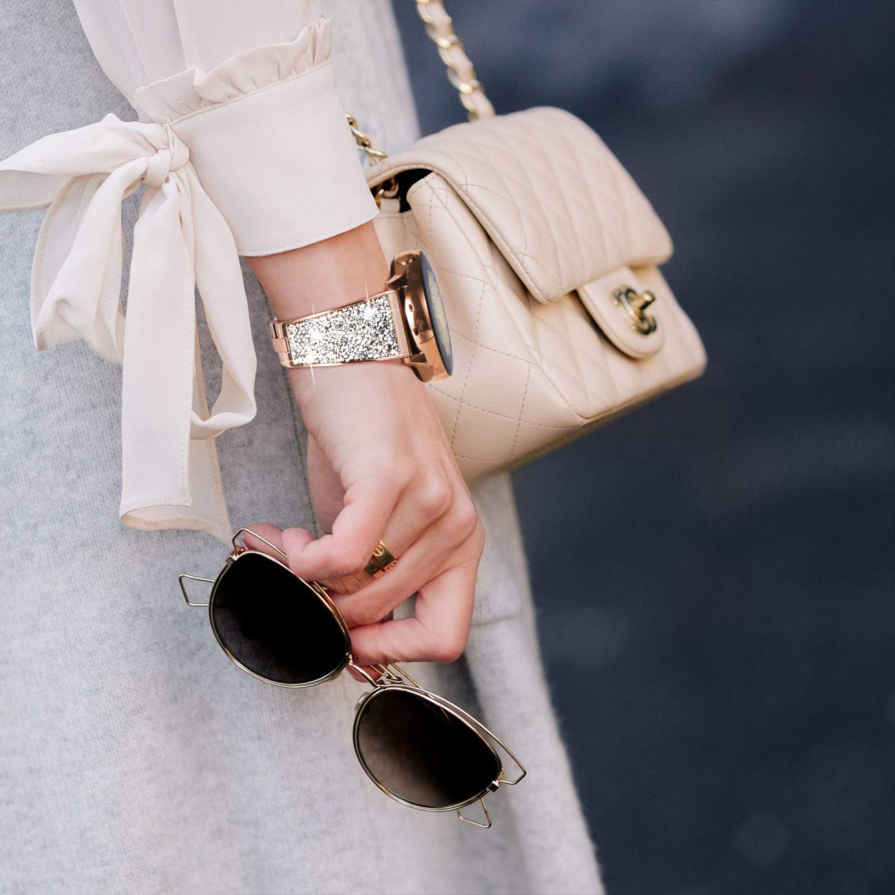 Newways Galaxy Watch 5 Band 40Mm 44Mm Galaxy Watch 4 40Mm 44Mm 42Mm 46Mm, 20Mm Stunning Crystal Bracelet With Quick Release Pin