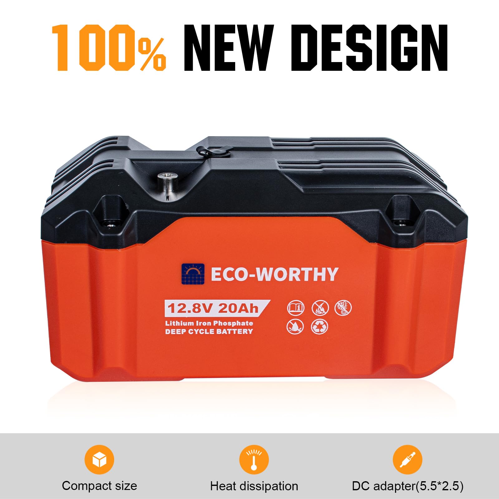Eco-Worthy 2 Pack Portable 12V 20Ah Lifepo4 Battery, Lithium Deep Cycle Rechargeable Battery, Built-In Bms, 4000+ Cycles,Perfect