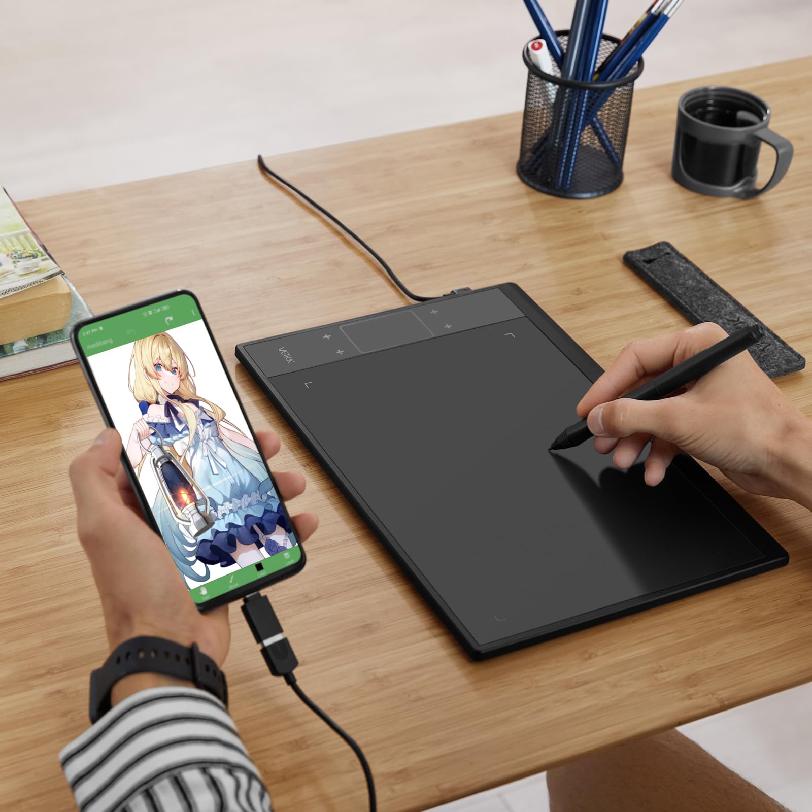 Veikk A30 V2 Drawing Tablet 10X6 Inch Graphics Tablet With Battery-Free Pen And 8192 Professional Levels Pressure