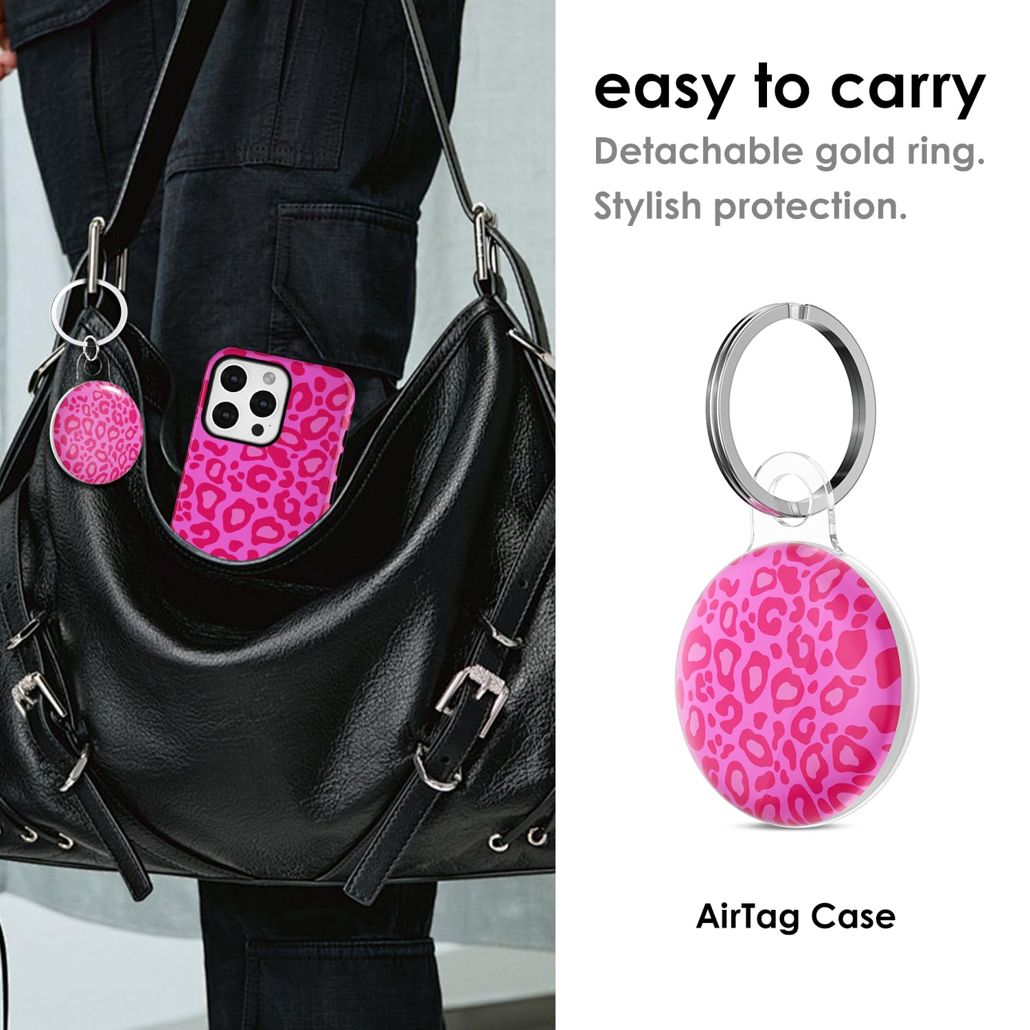 Svanove For Airtag Holder Case Cheetah Print, Leopard Pattern Airtag Keychain, Luxury Trendy Air Tag Accessories, Cute Girly Aes