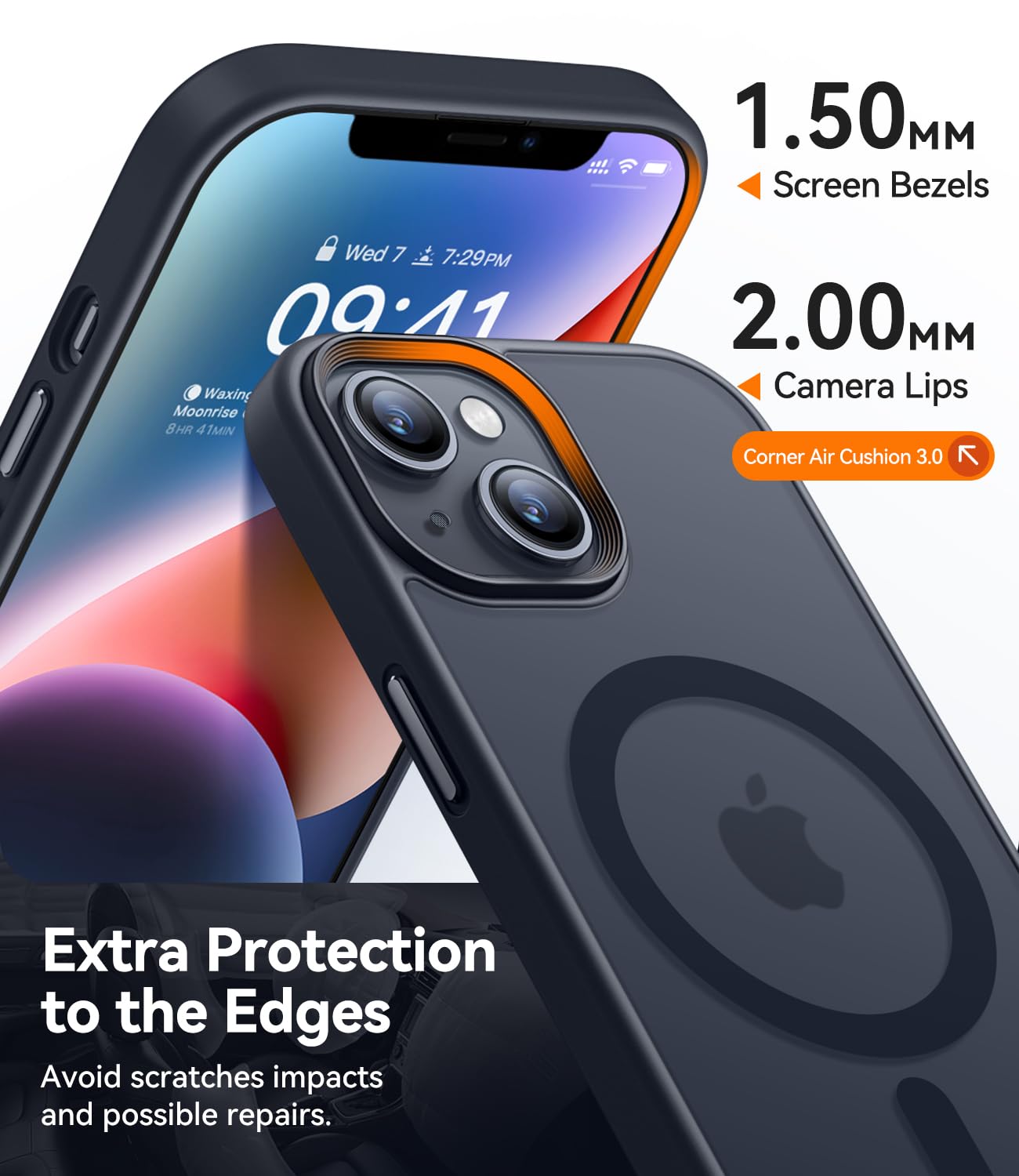 Canshn For Iphone 14 Case/Iphone 13 Case, Compatible With Magsafe, Translucent Matte Back Slim Shockproof Phone Cover, Black