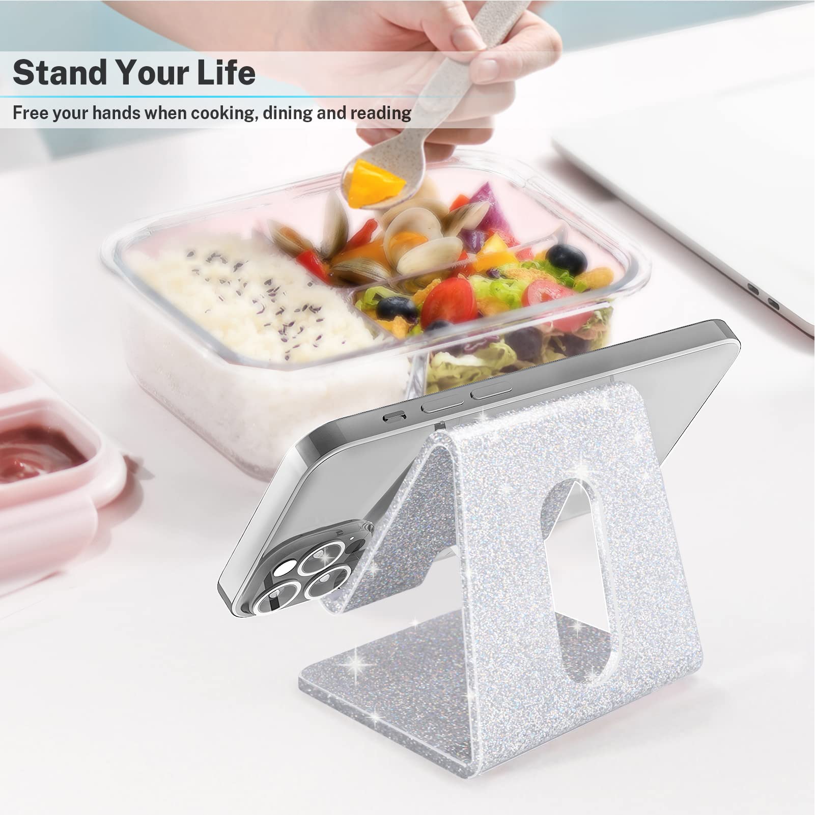 Crpich Acrylic Cell Phone Stand, Portable Phone Holder, Phone Stand For Desk, Compatible With Phone15 14 13 12 Pro Max Mini 11 X