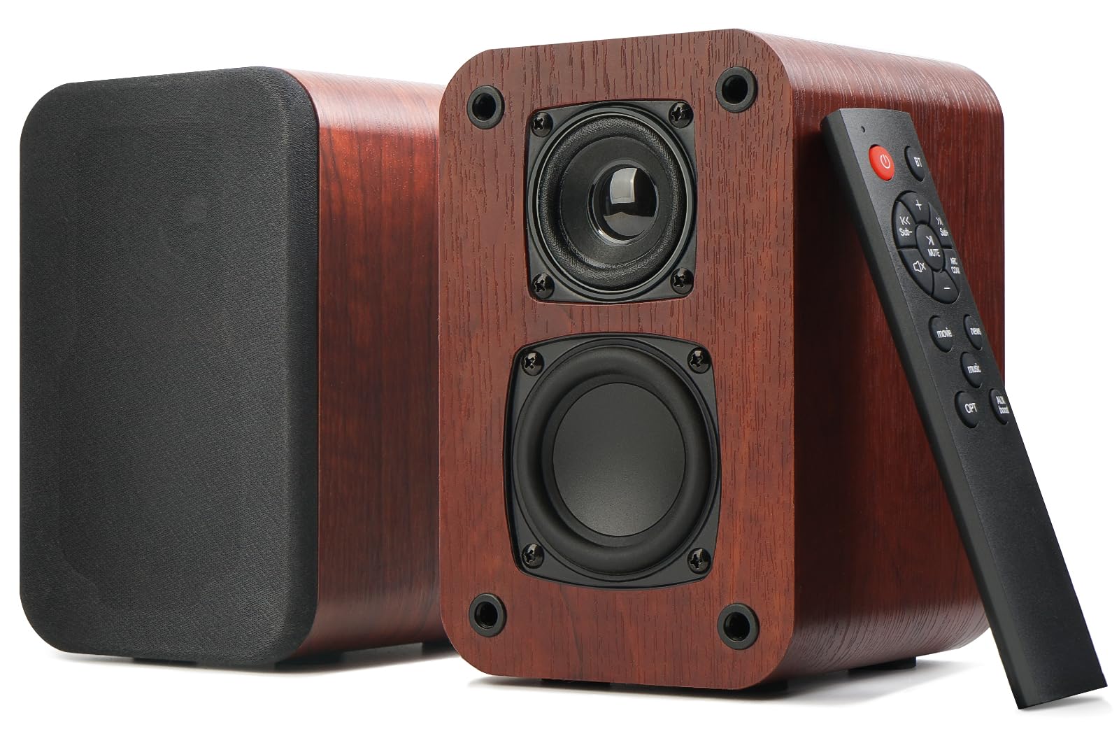 Riowois Powered Bluetooth Bookshelf Speakers, 40W Record Player Speakers With 2.75 Inch Woofer, Stereo Speakers With Optical/Aux