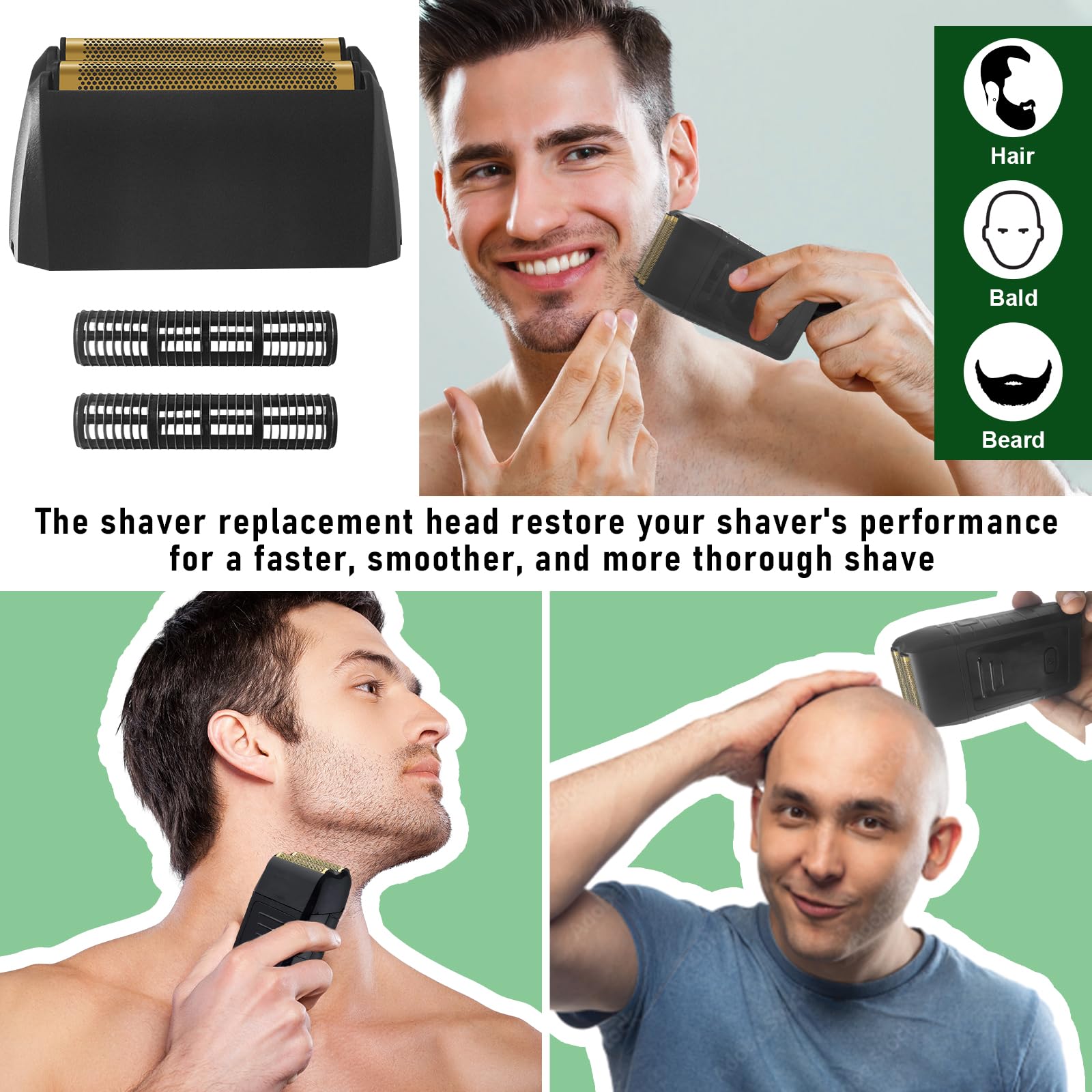 Shaver Replacement Super Close Gold Foil & Cutter Bar Assembly Compatible With Wahl 5 Star Series Vanish Shaver(8173 700) (2 Pac