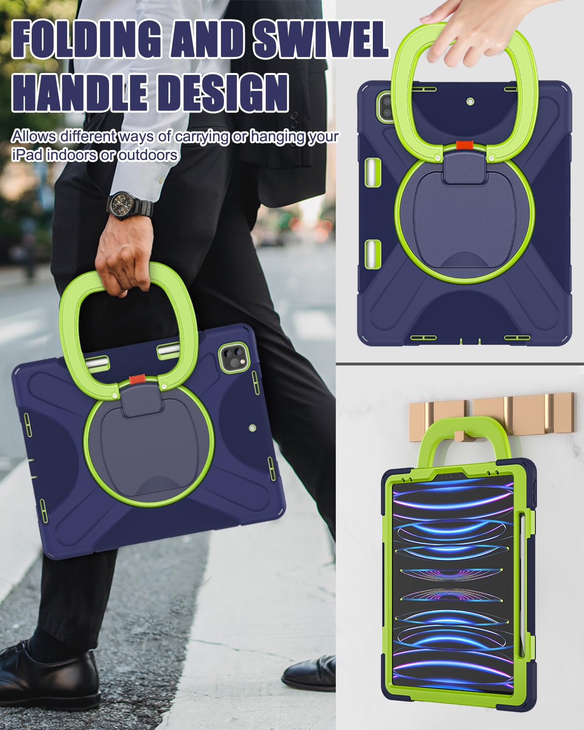 Braecn For New Ipad Air 13 Inch M2 Case 2024/Ipad Pro 12.9 Inch Case 6Th/5Th/4Th/3Rd Gen: Military Grade Silicone Protective Cov