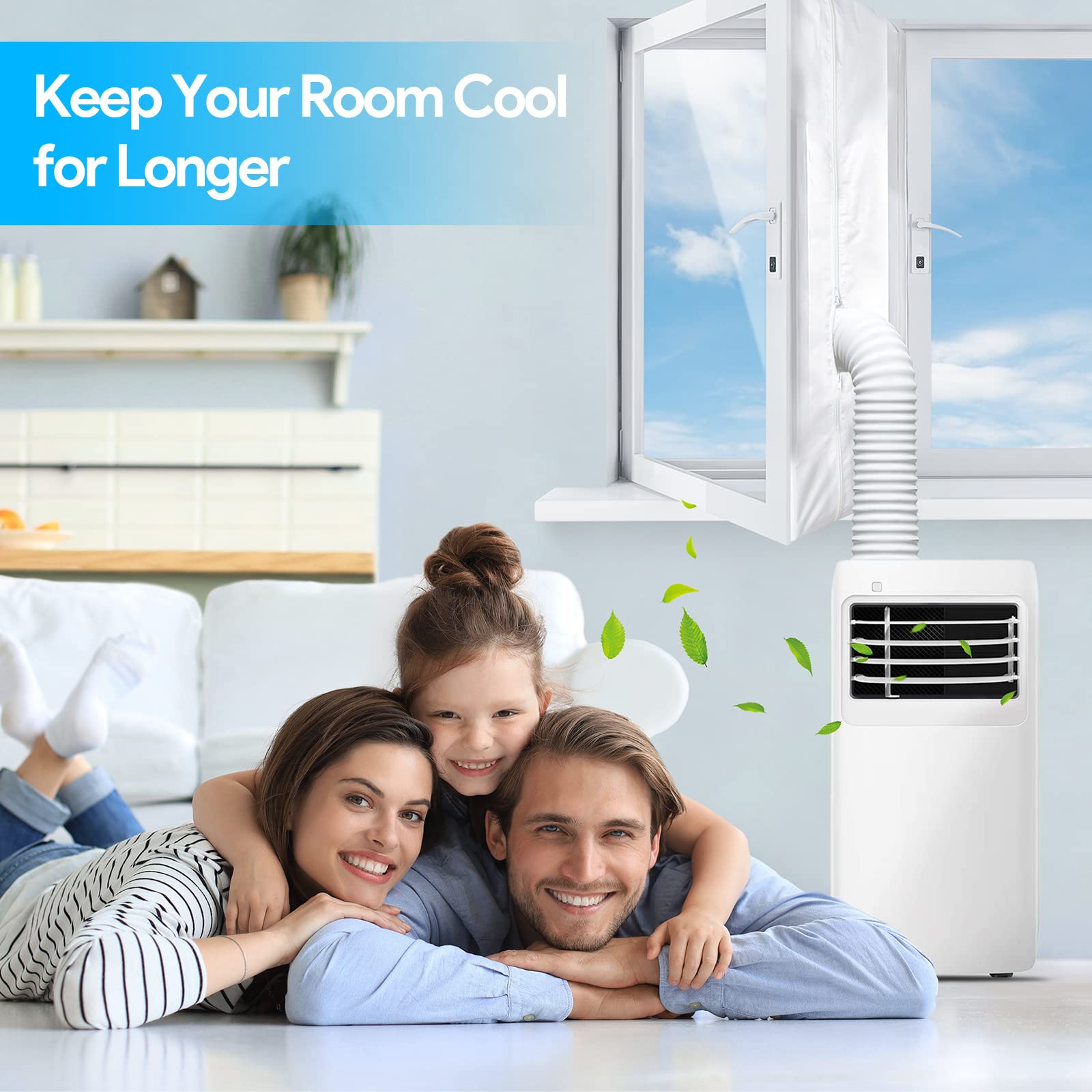 Gruntbear Portable Air Conditioner Window Seal, 500Cm (197'') Ac Casement Window Seal Kit, Hot Air Stop Air Exchange Guards With