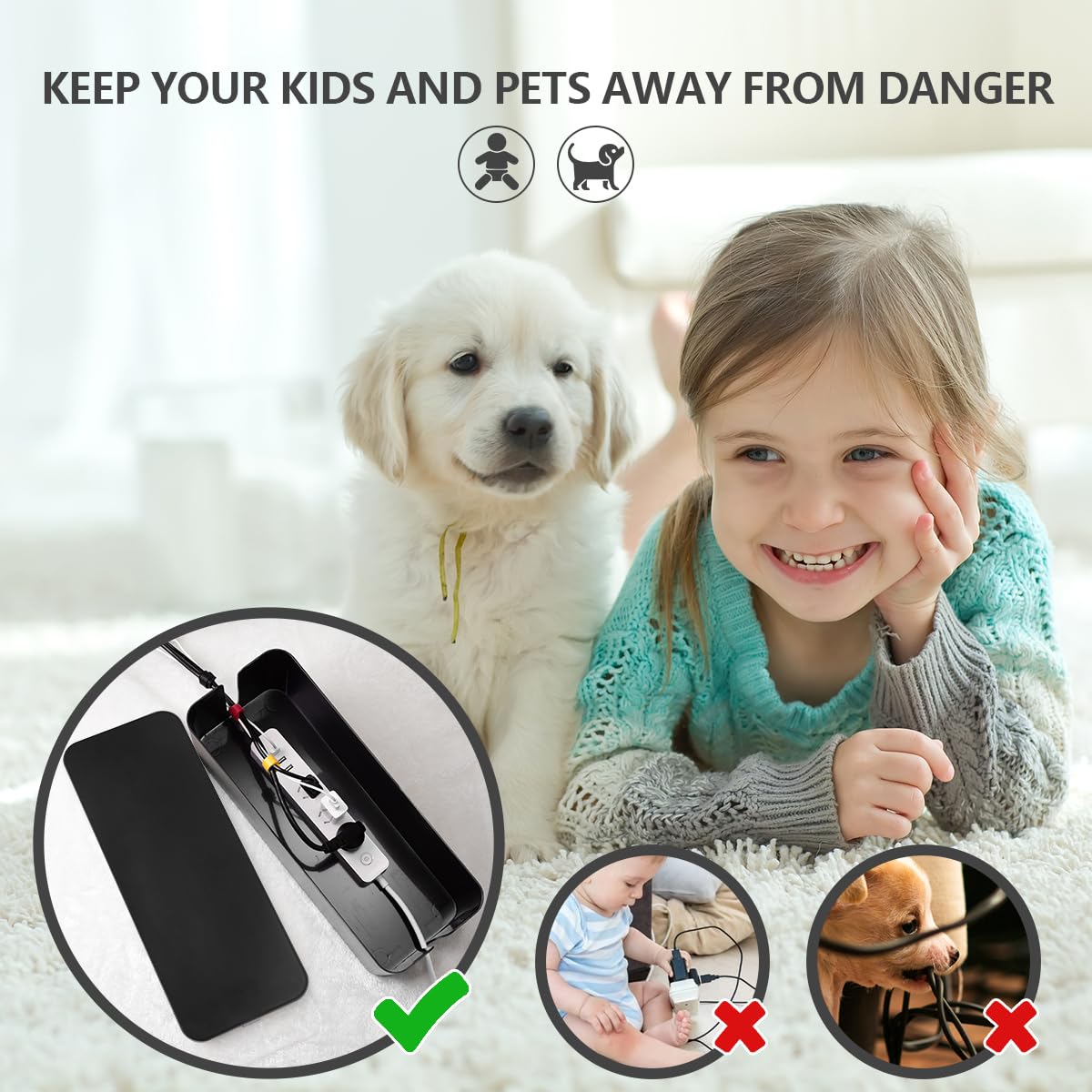 Cable Management Box   Large Cable Organizer Box To Hide Wires & Power Strips, Tv & Desk Computer Wires, Cord Organizer Box For