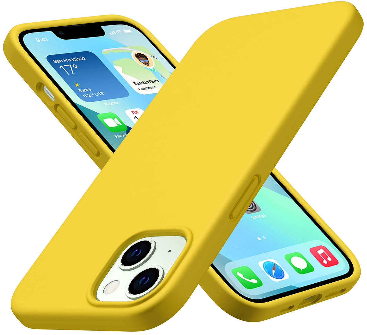 Cellever Silicone Case For Iphone 13 Slim Fit [2 Tempered 9H Glass Screen Protectors Included] Shockproof Phone Cover With [Soft