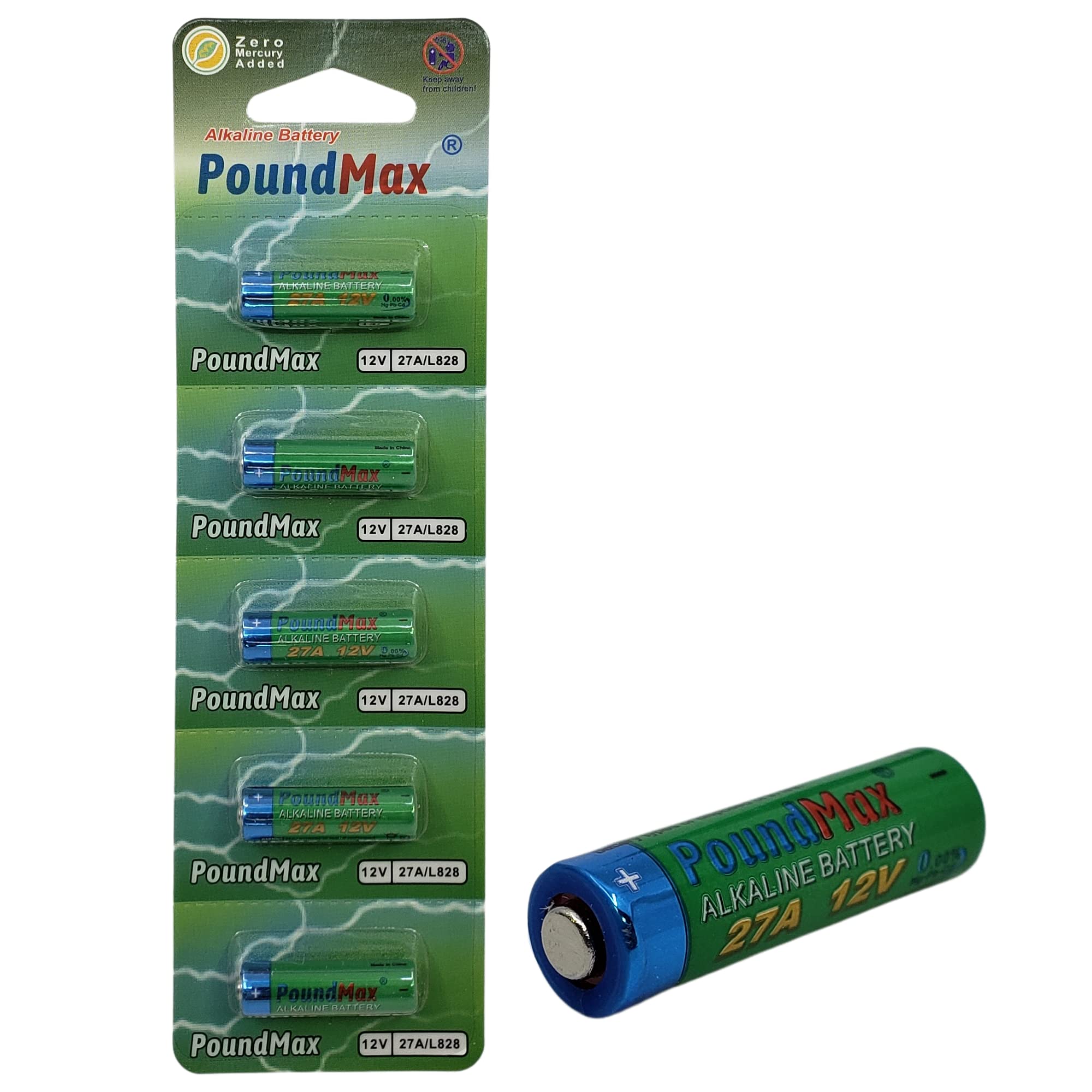PoundMax 27A / L828 Batteries 12v Alkaline Battery Combo Pack - 5 Count