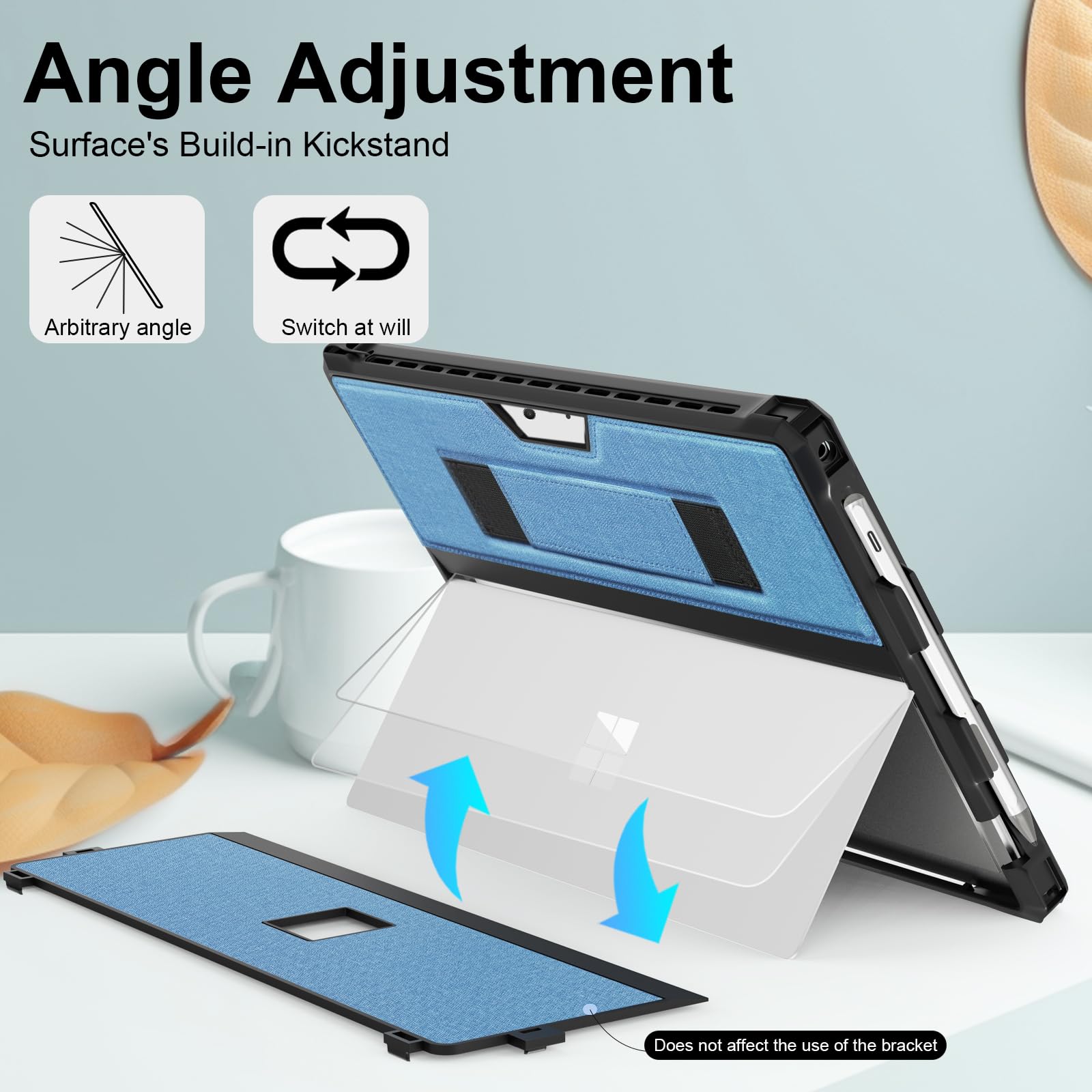 Case For 12.3'' Microsoft Surface Pro 7+/Pro 7/Pro 6/Pro 5/Pro 4/Pro Lte Protective Rugged Cover Case, With Stylus Pen Holder An