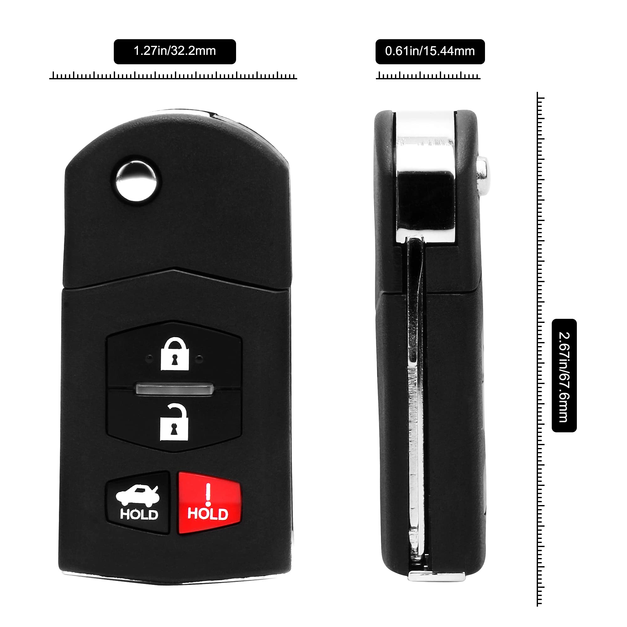Vofono 4 Buttons Keyless Entry Remote Car Key Fob Compatible With 2010 2013 Mazda 3 2009 2013 Mazda 6 2006 2015 Mx 5 Miata Bgbx1