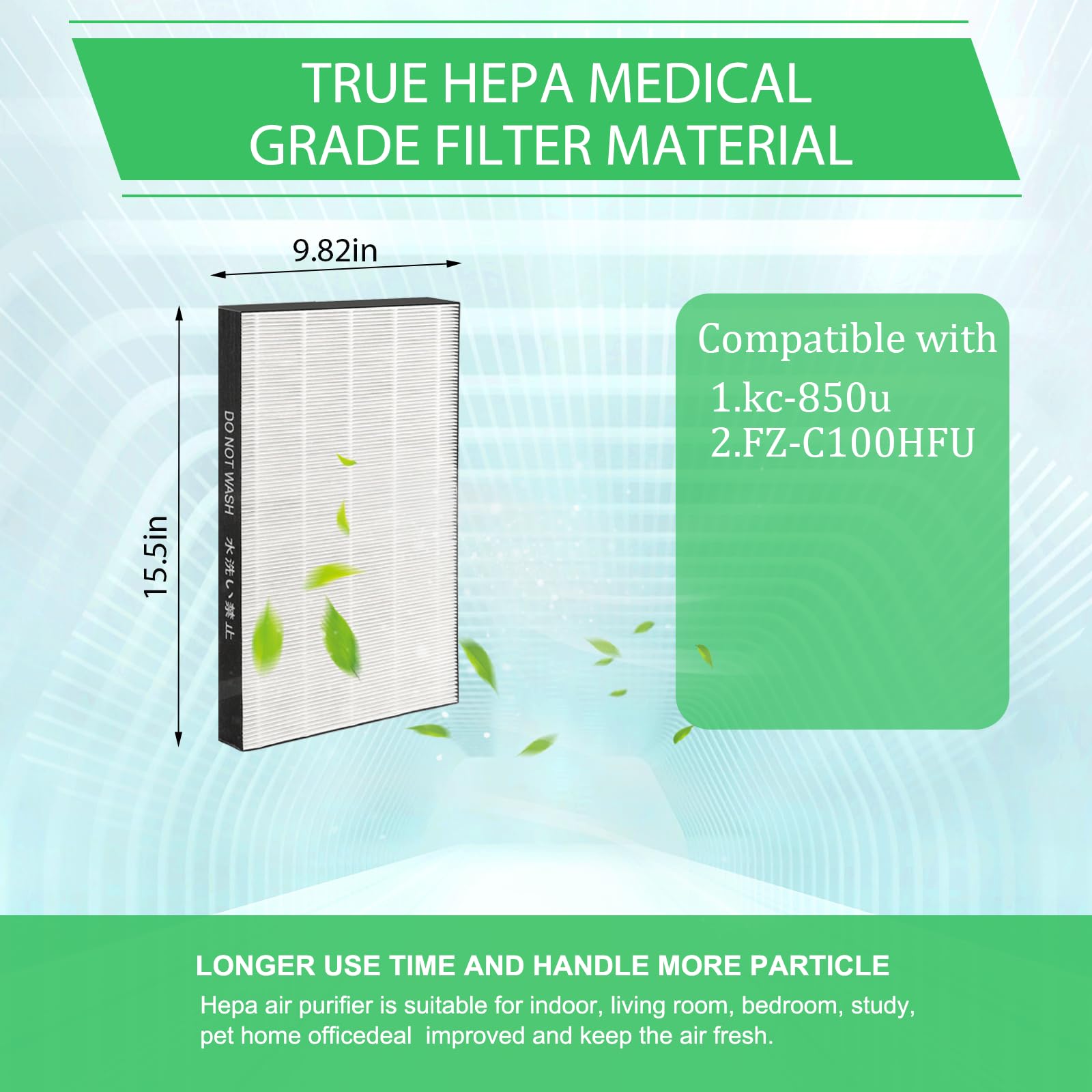 2 Pack Kc850U Filter Compatible With Sharp Air Purifier Replacement Kc 850U Filter Hepa, Replacement Part # Fz C100Hfu