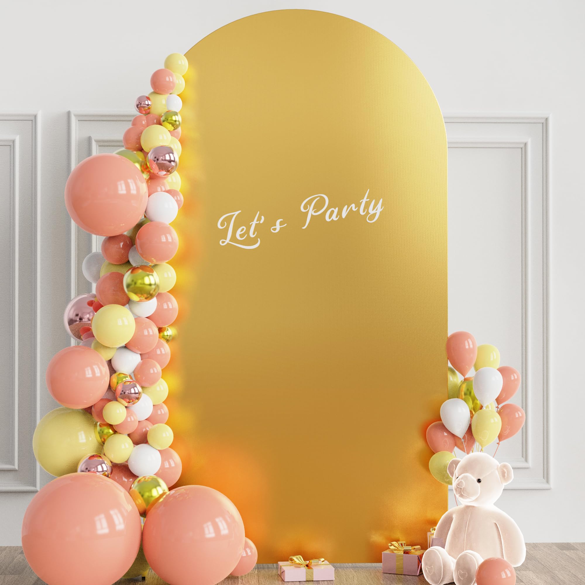 Wokceer Wedding Arch Cover 7.2Ft Spandex Fitted Wedding Arch Stand Covers Round Top Chiara Arch Backdrop Cover For Birthday Part