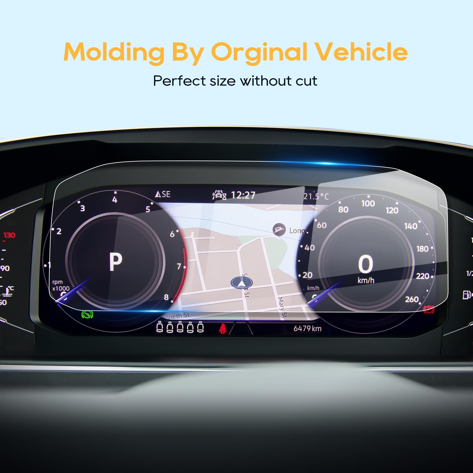 Lfotpp 2019 Tiguan Allspace Active Info Display 10.25 Inch Instrument Panel Tempered Glass Screen Protector,Dash Panel Screen,Anti Scratch High Clarity