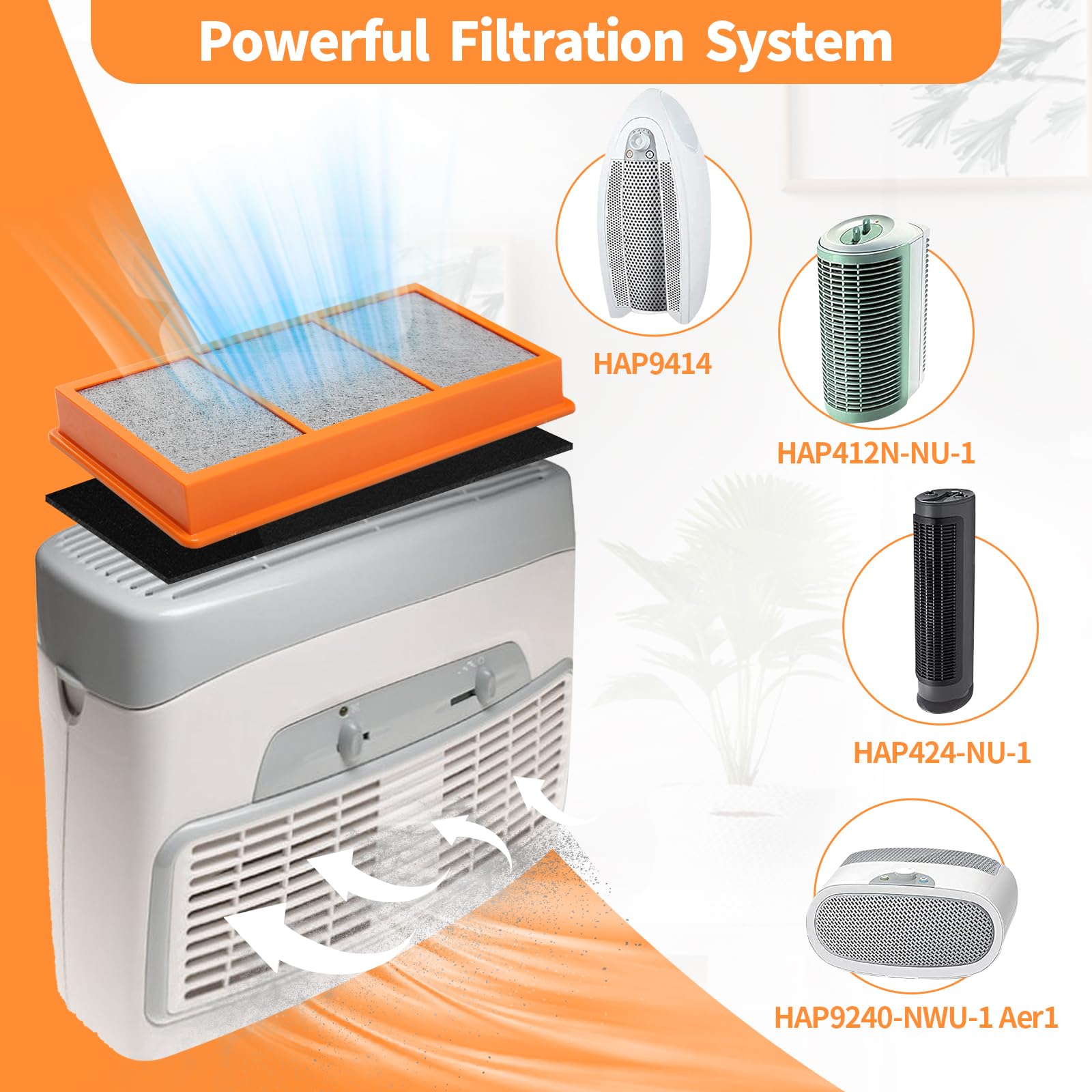 Derblue 8Pcs Smoke Grabber Hepa Filter Replacement Hepa Filters Compatible With Holmes Aer1 Filter,Replacement Hapf30As U4R,3 In