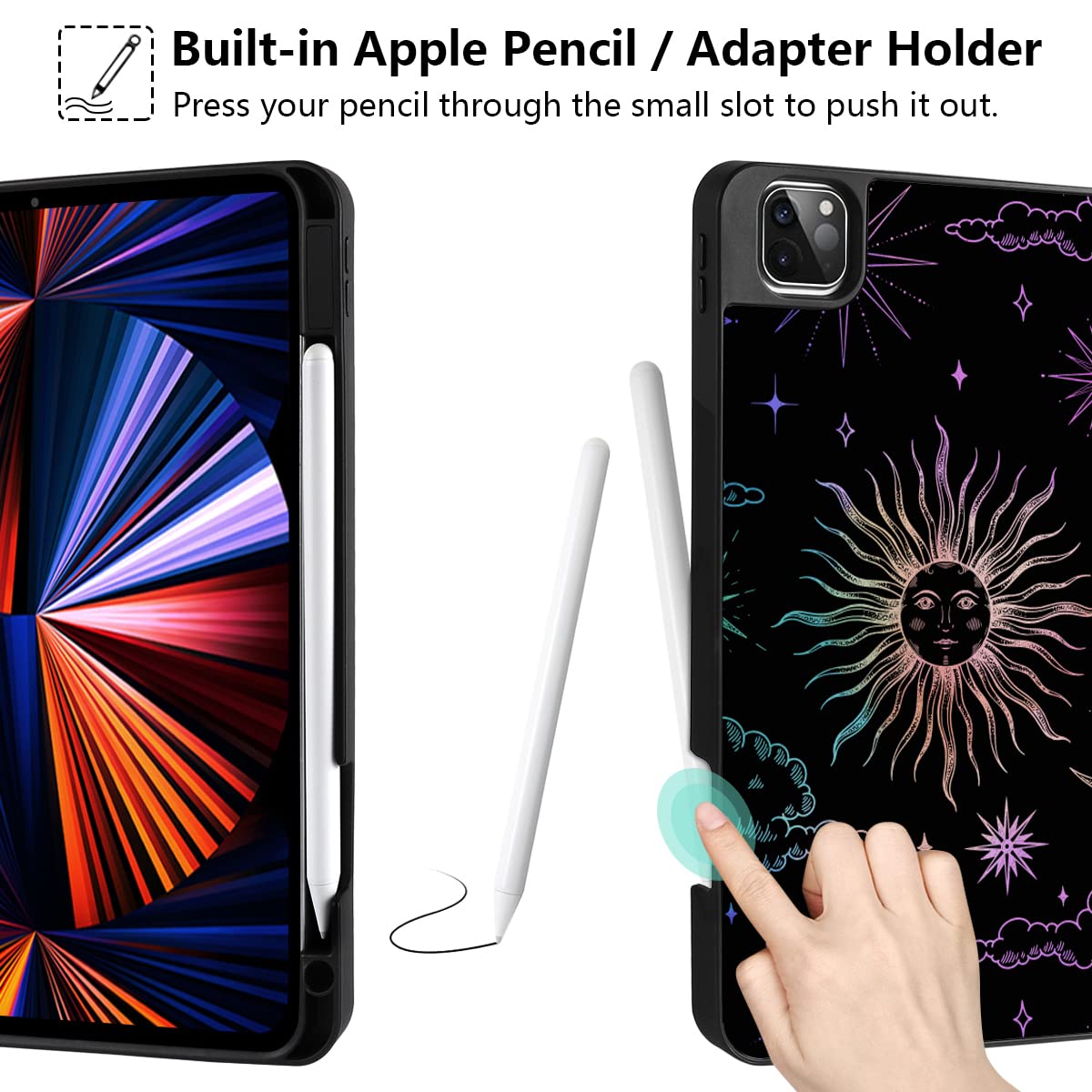 Dongke Case For Ipad Pro 12.9 Inch 6Th Generation 2022, Built-In Pencil Holder + Trifold Stand + Auto Wake/Sleep + Protective Co