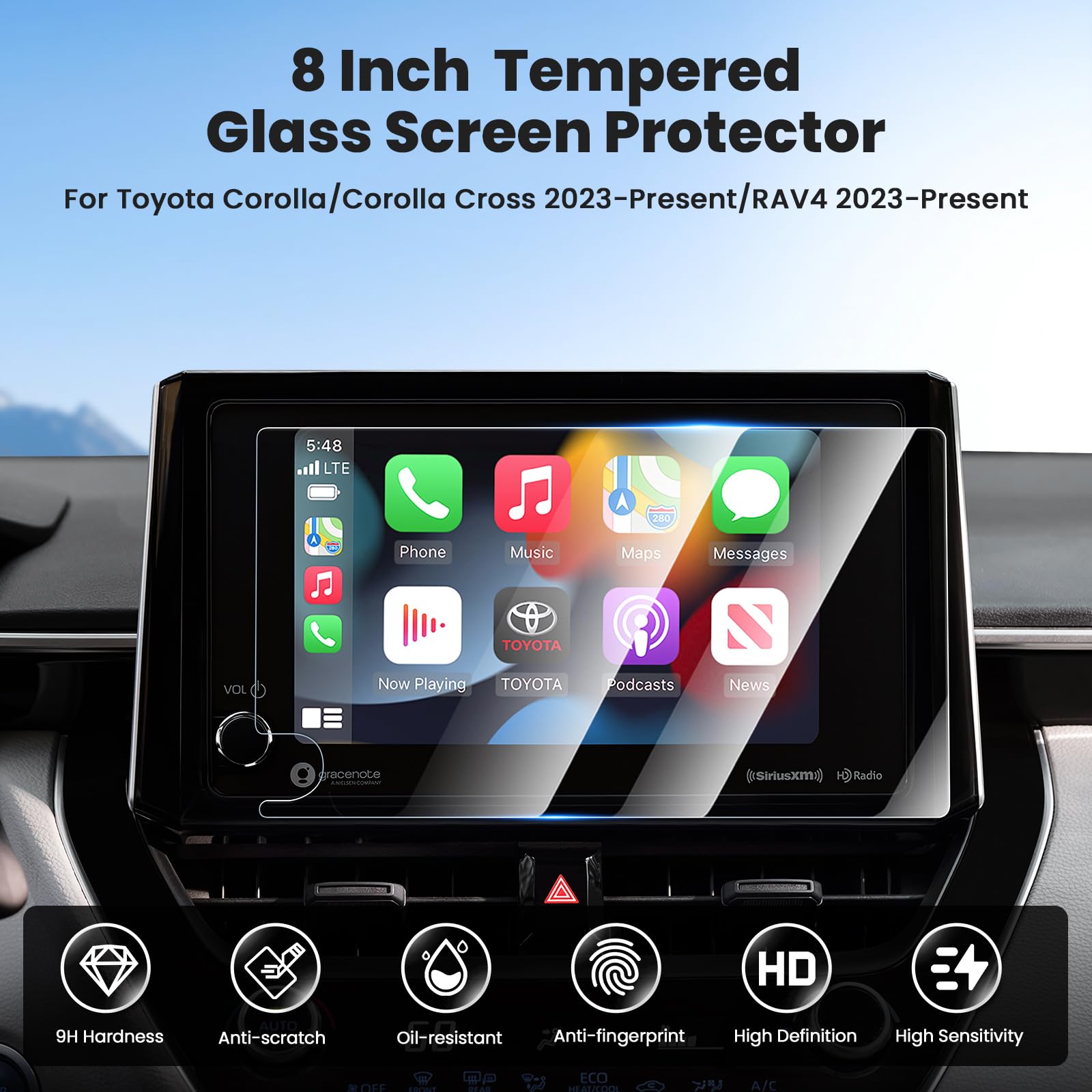 Canvcle 2Pcs Screen Protector For 2023 2024 2025 Toyota Corolla/Corolla Cross/Rav4 Le Xle, 8 Inch Touch Screen Protector Cover T